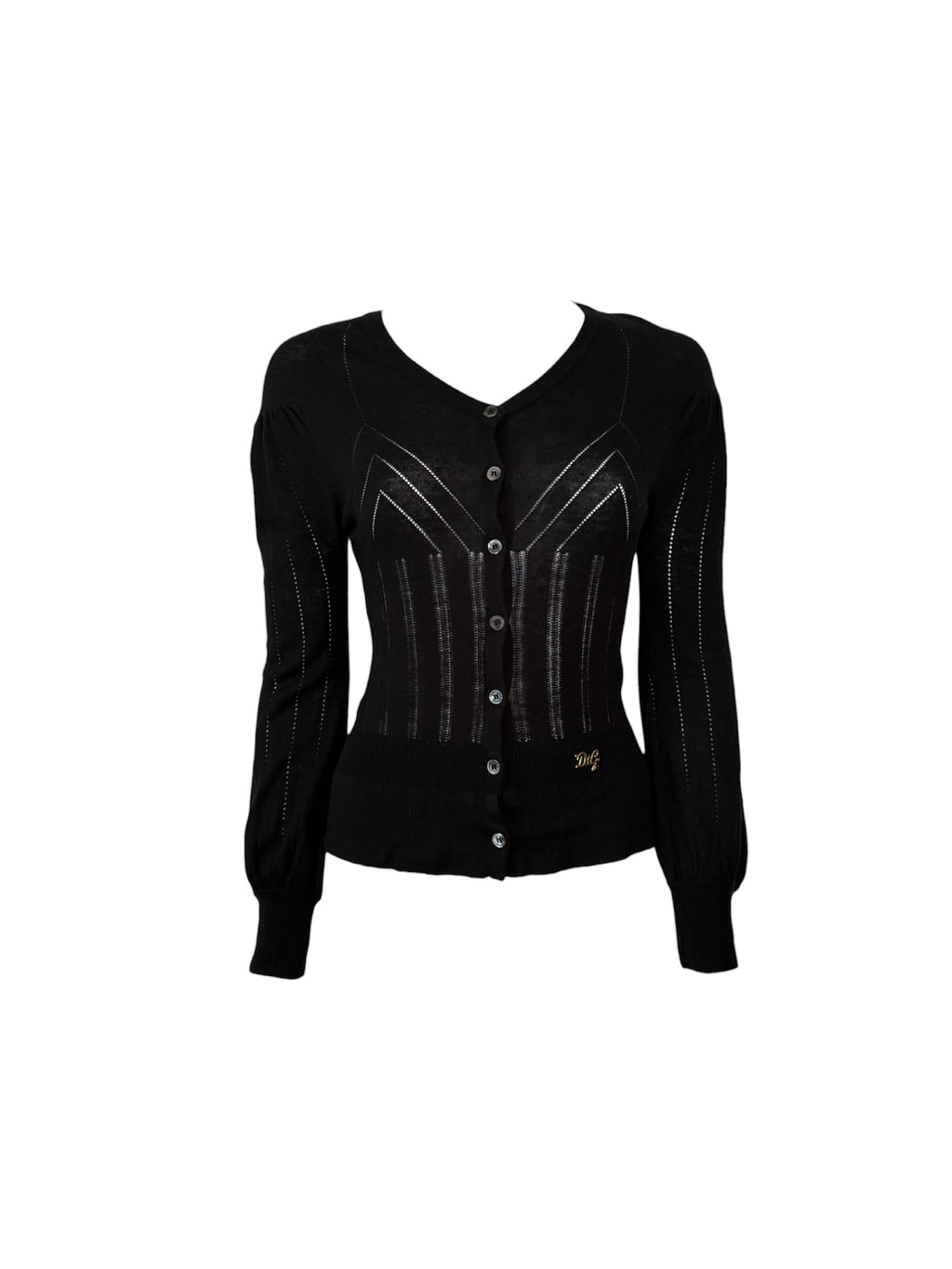 Dolce & Gabbana Black Pointelle Button Cardigan