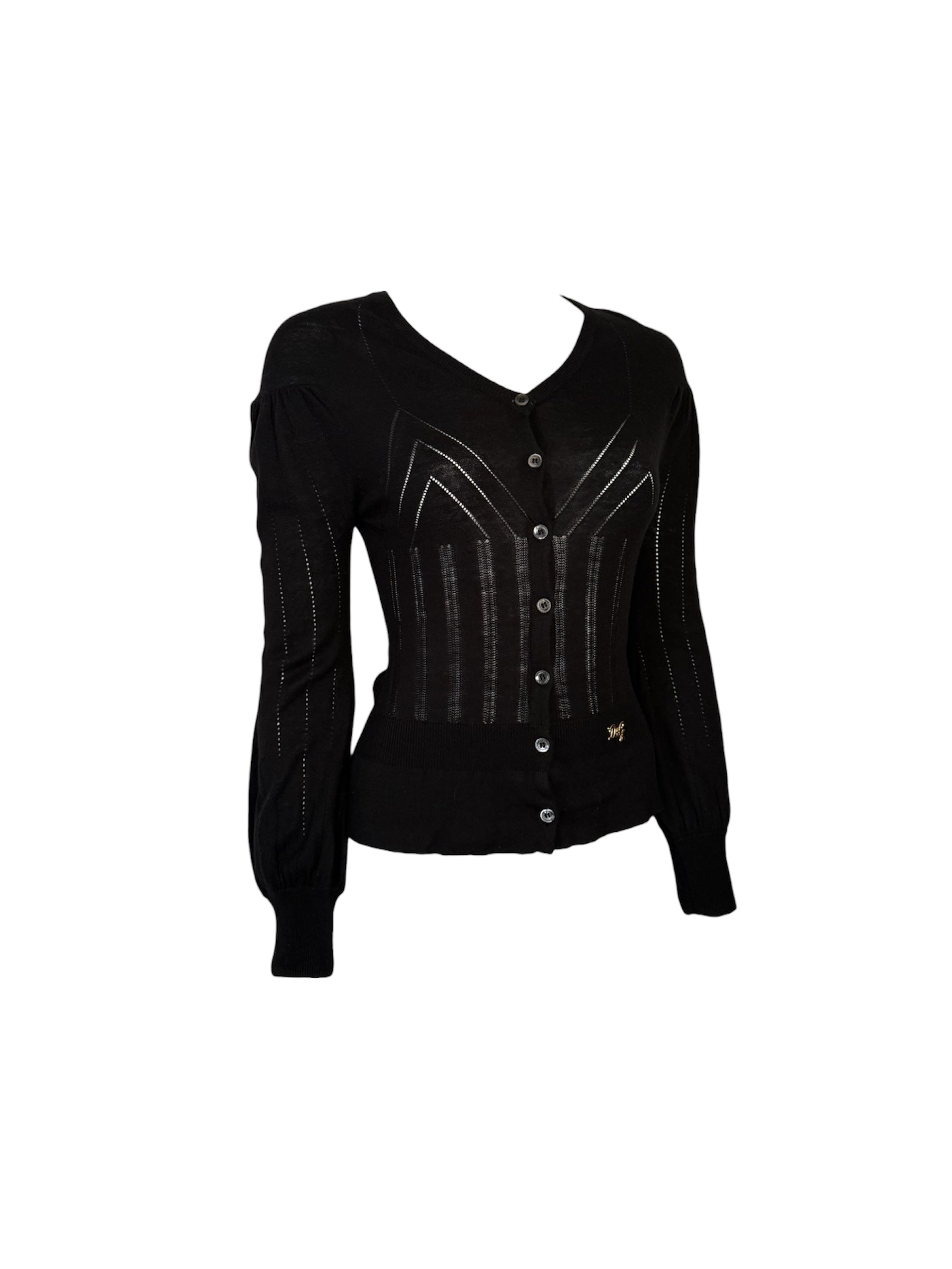 Dolce & Gabbana Black Pointelle Button Cardigan