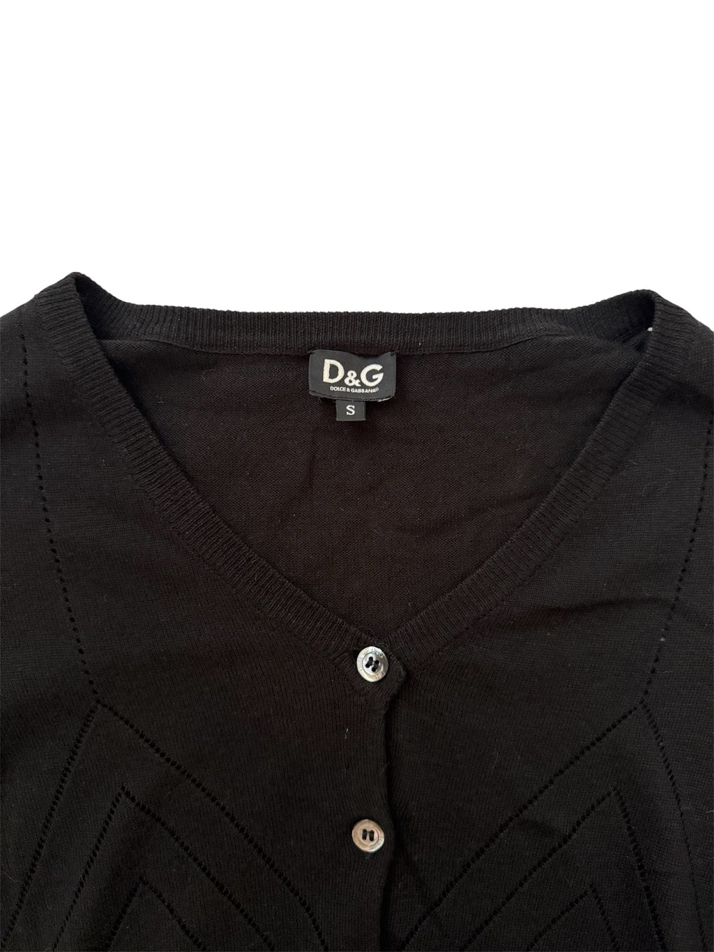 Dolce & Gabbana Black Pointelle Button Cardigan