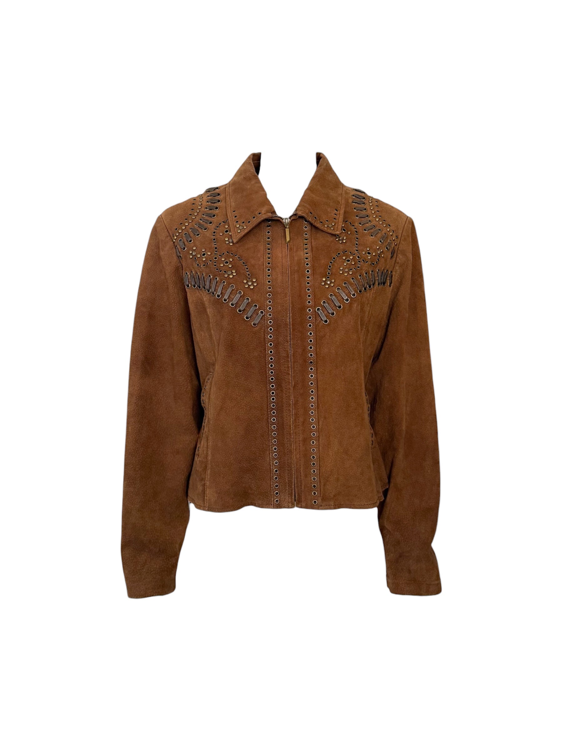 Vintage Brown Studded Leather Jacket