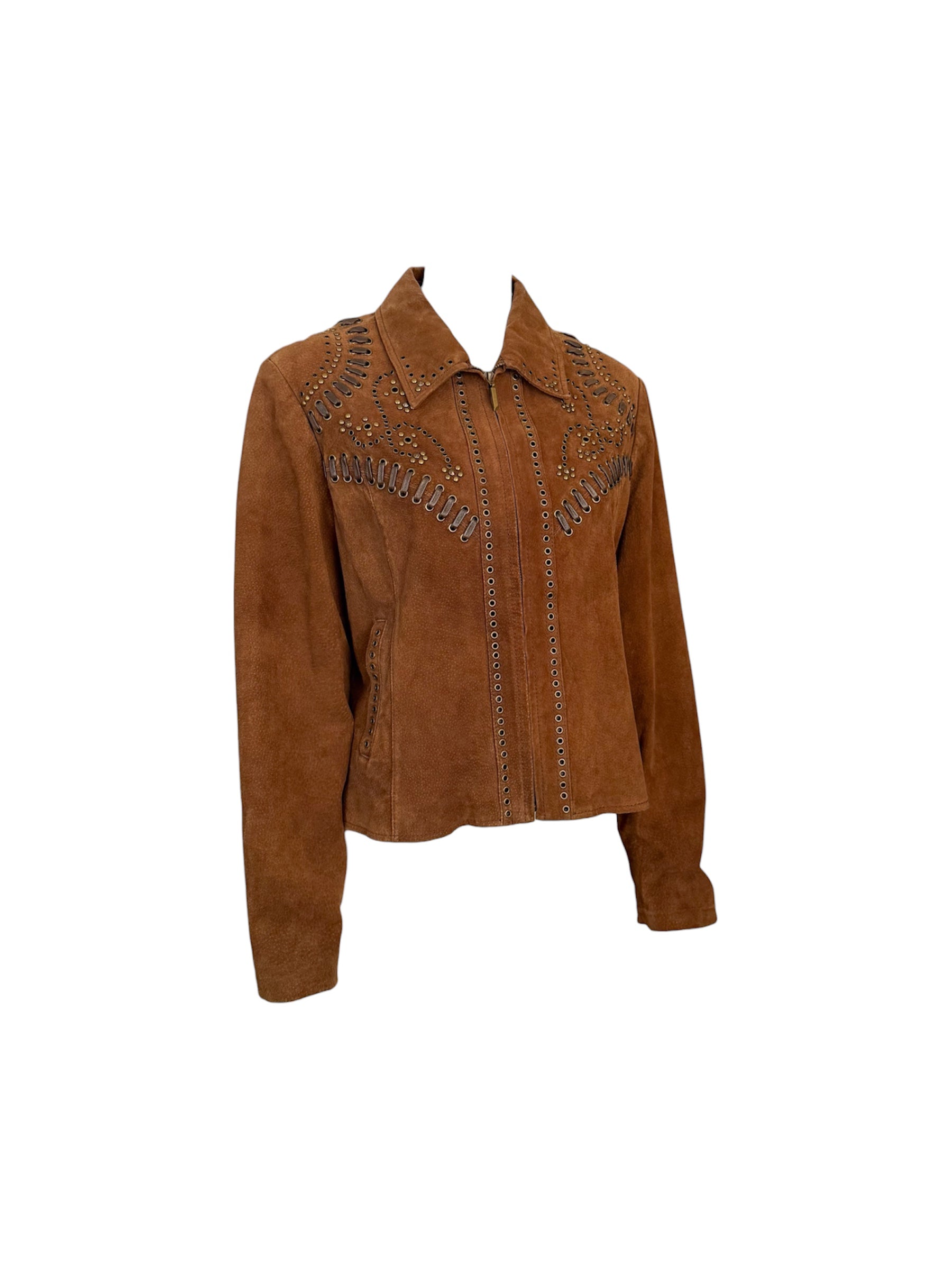 Vintage Brown Studded Leather Jacket