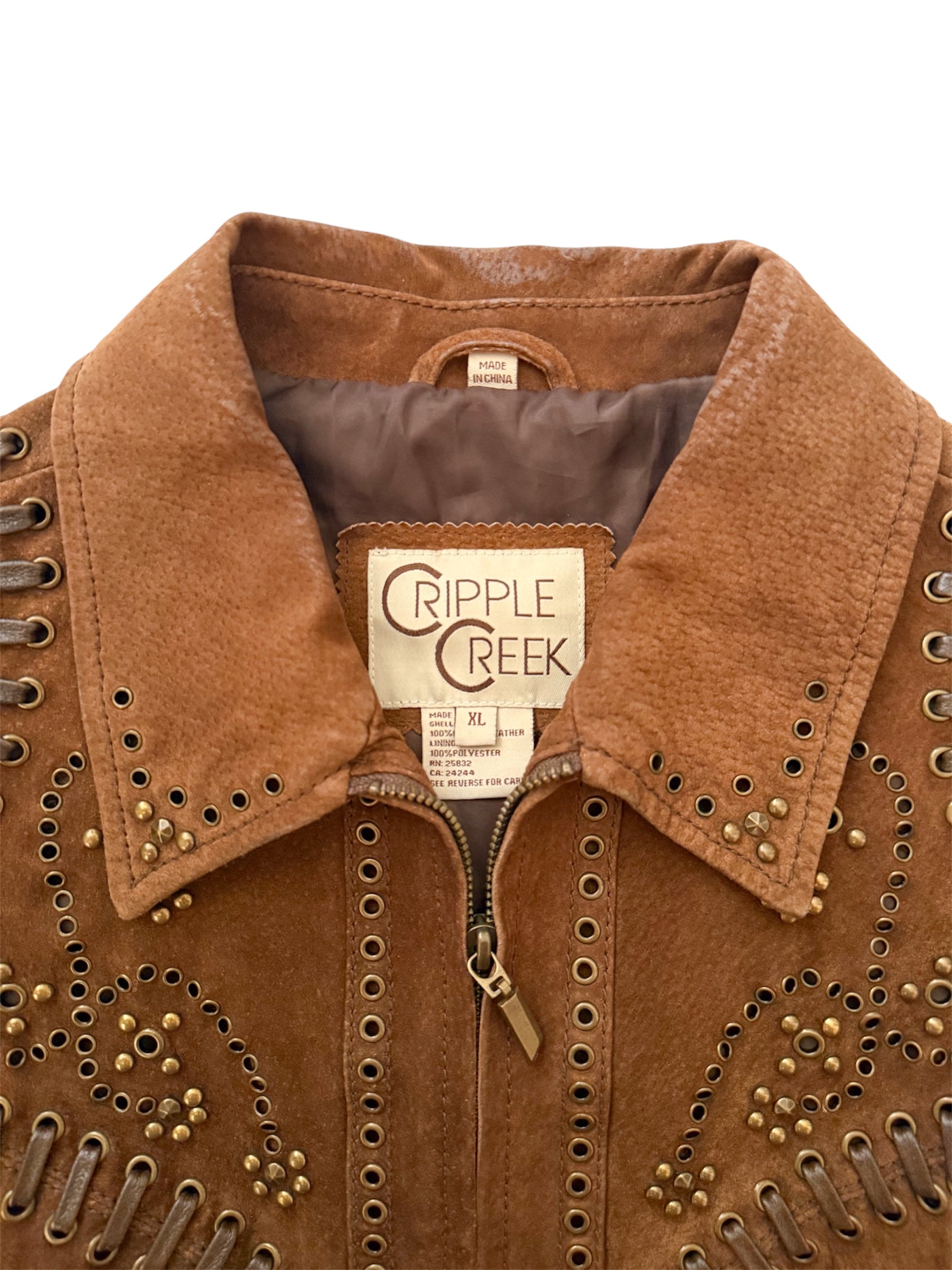 Vintage Brown Studded Leather Jacket