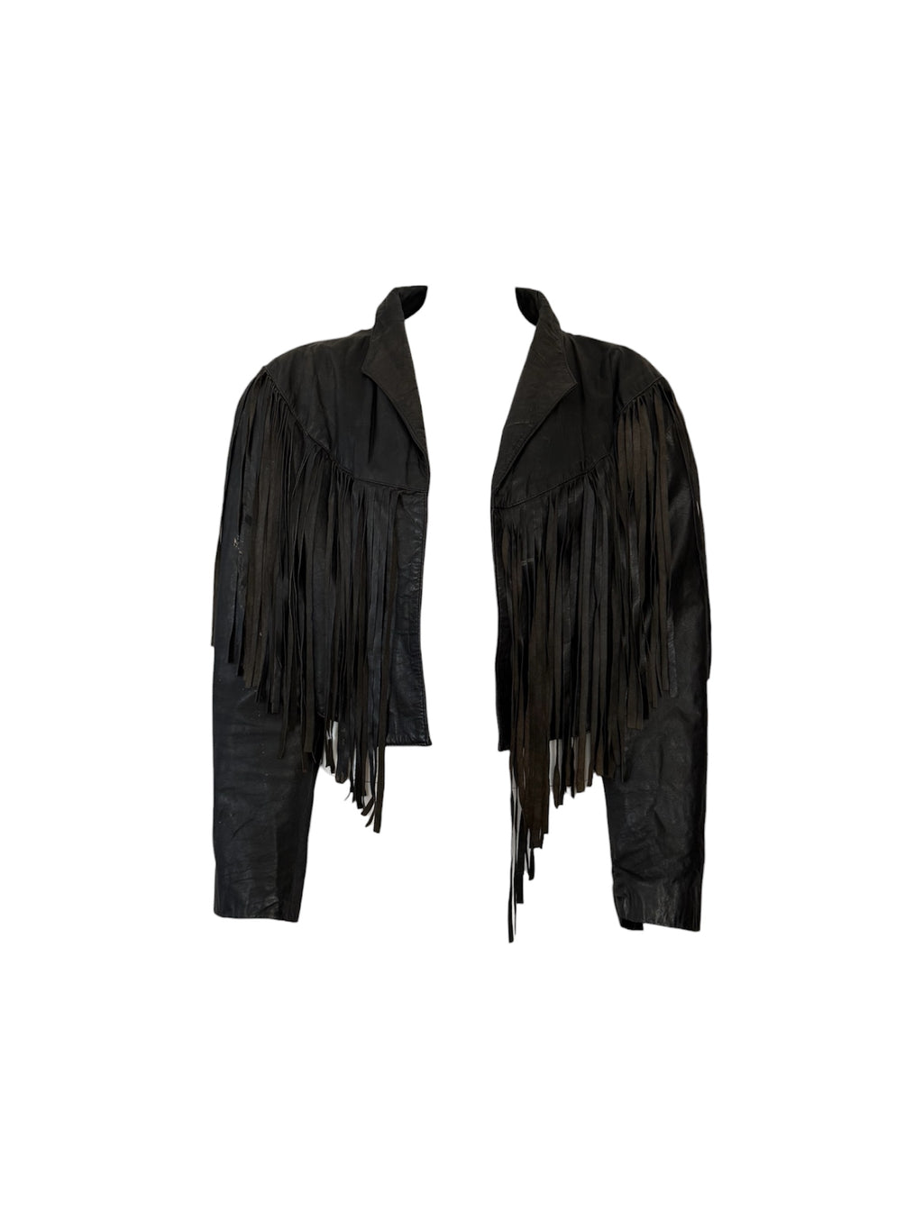 Vintage Leather Black Fringe Jacket