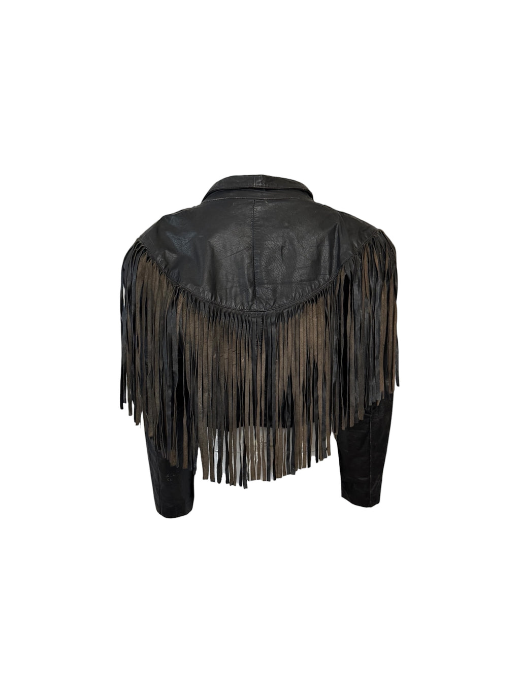 Vintage Leather Black Fringe Jacket
