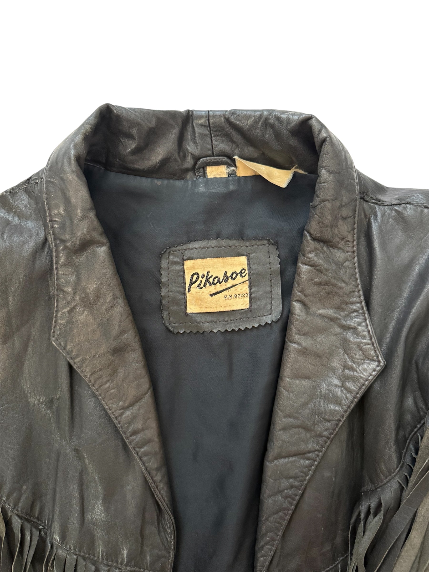Vintage Leather Black Fringe Jacket