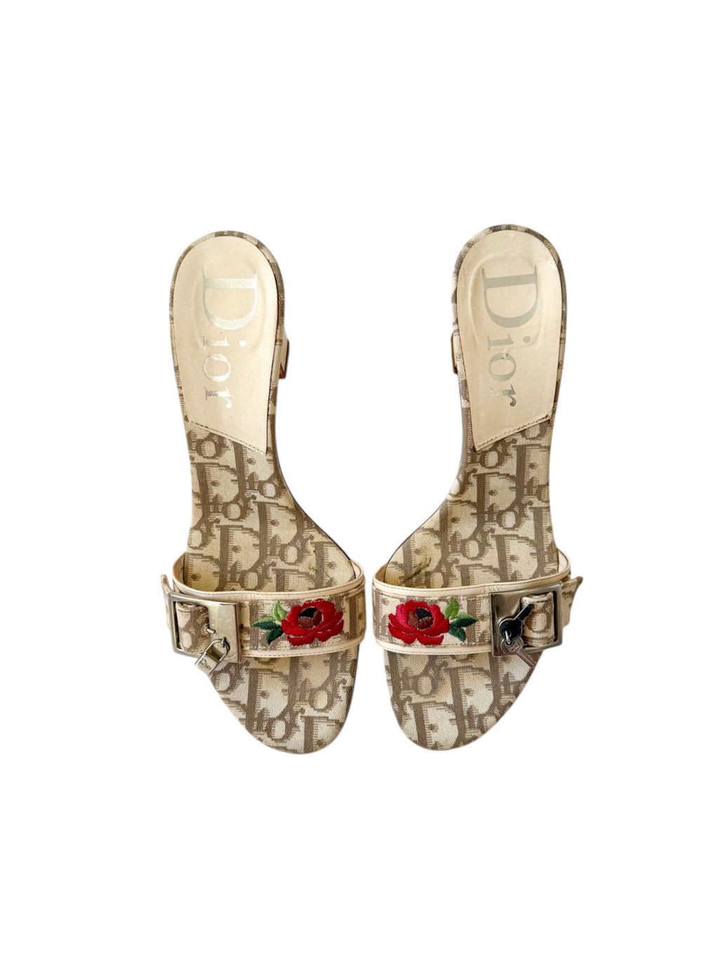 Christian Dior Trotter Rose Lock & Key Heels