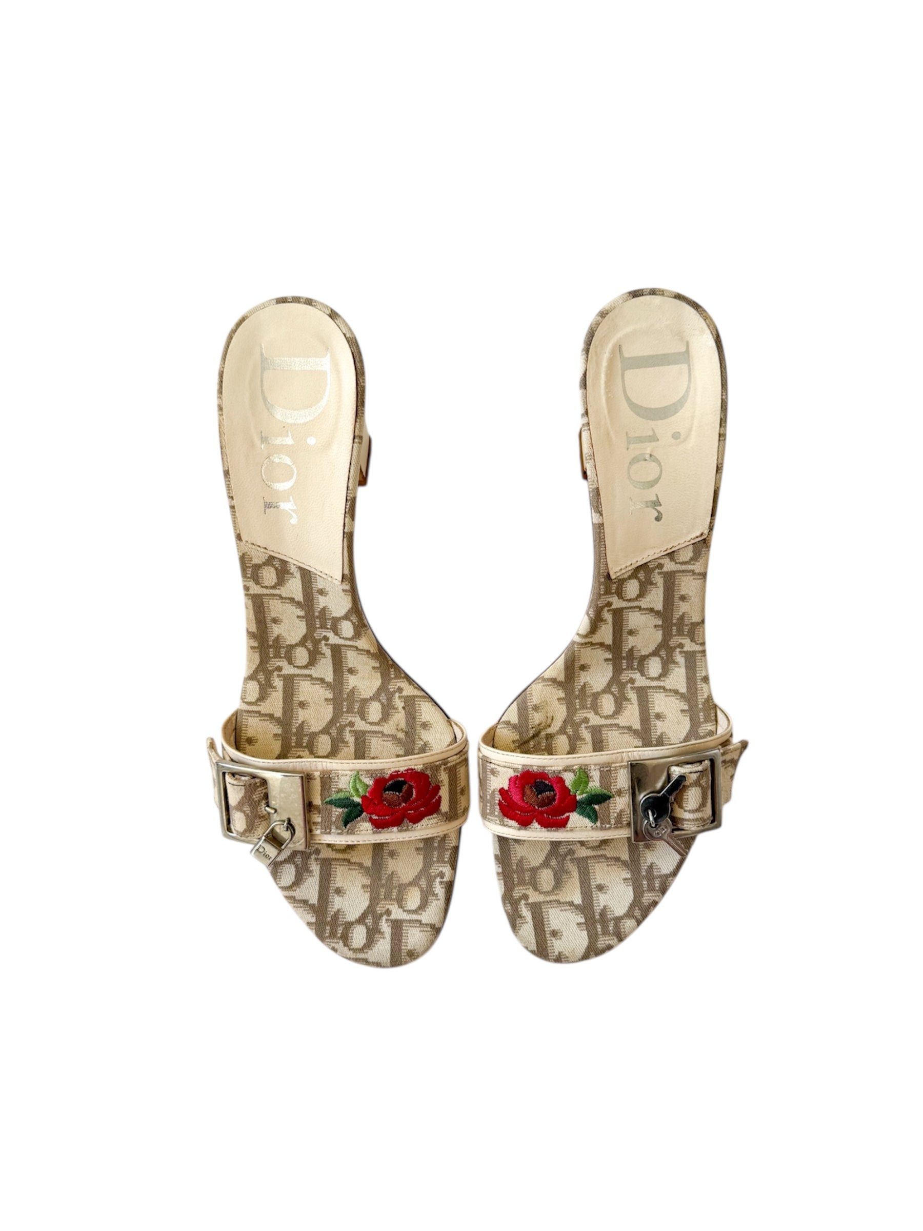 Christian Dior Trotter Rose Lock & Key Heels