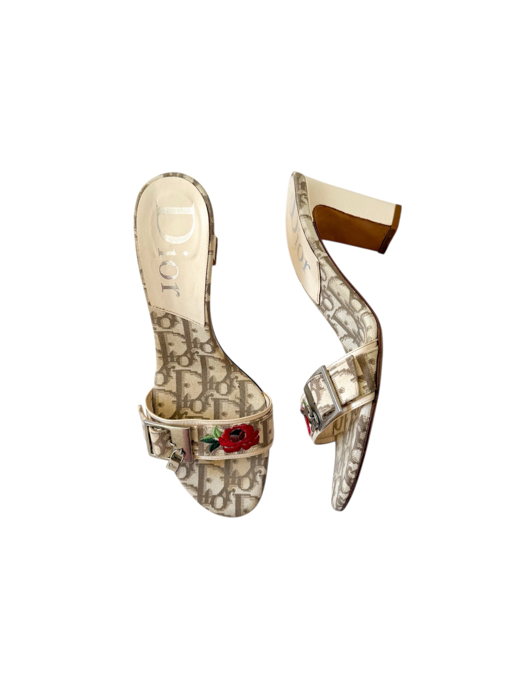 Christian Dior Trotter Rose Lock & Key Heels