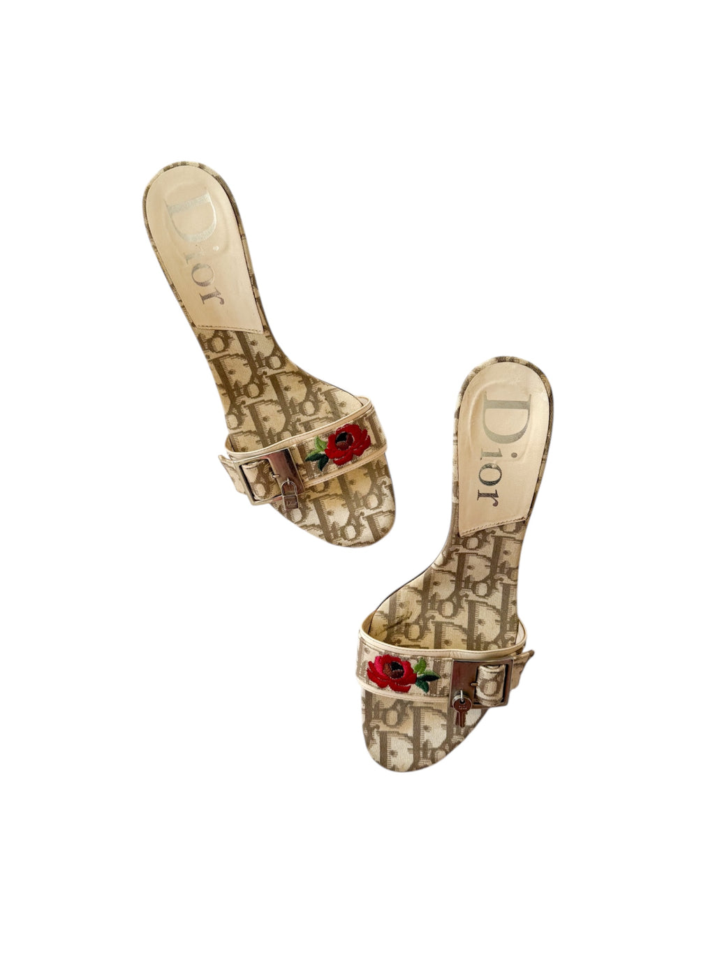 Christian Dior Trotter Rose Lock & Key Heels