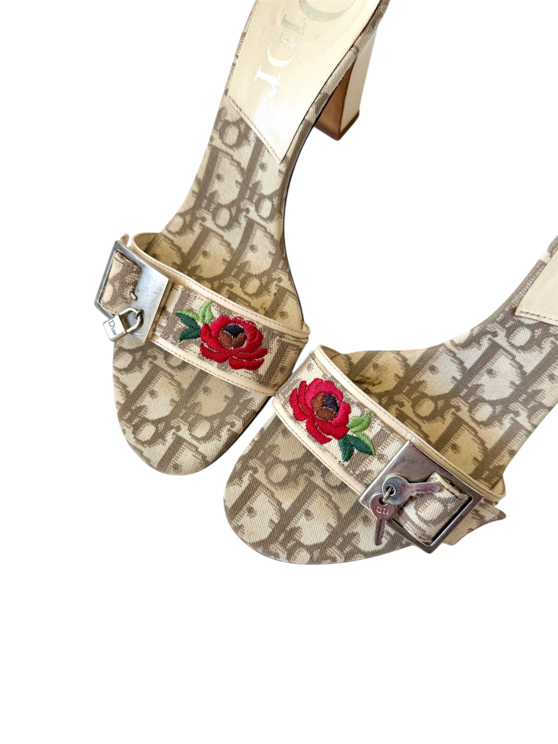 Christian Dior Trotter Rose Lock & Key Heels