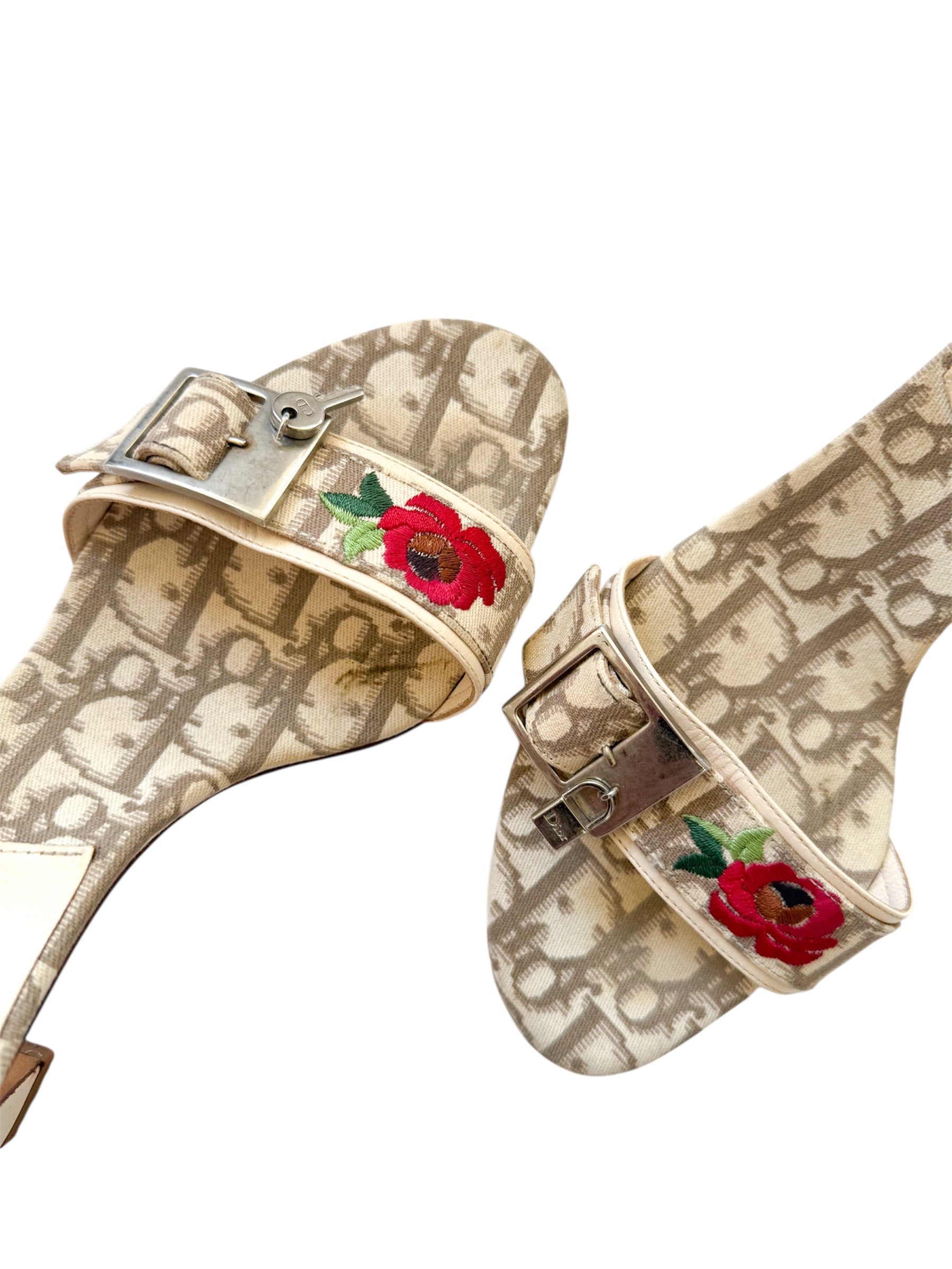 Christian Dior Trotter Rose Lock & Key Heels