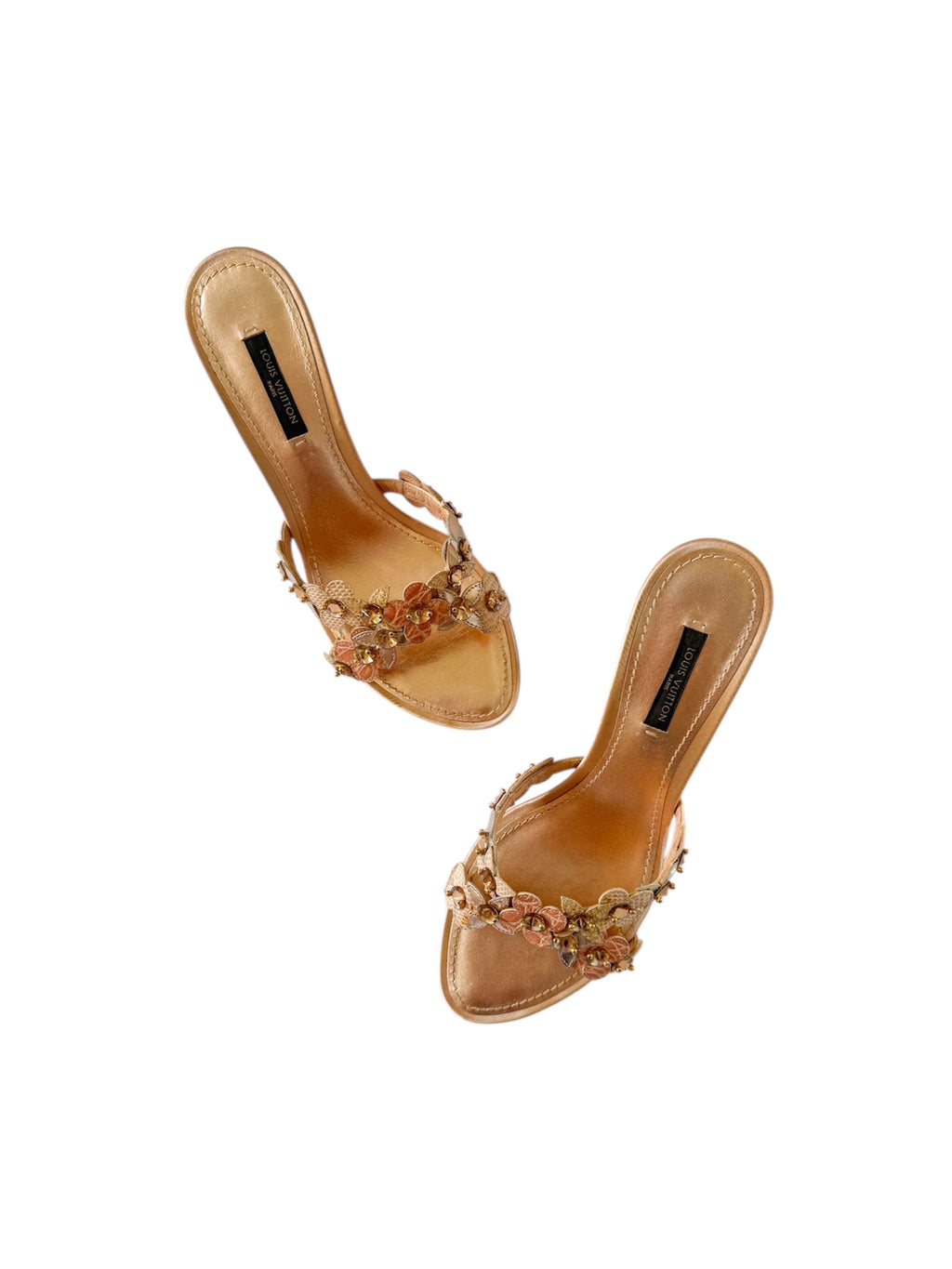 Louis Vuitton Rose Gold Flower Crystal Heels