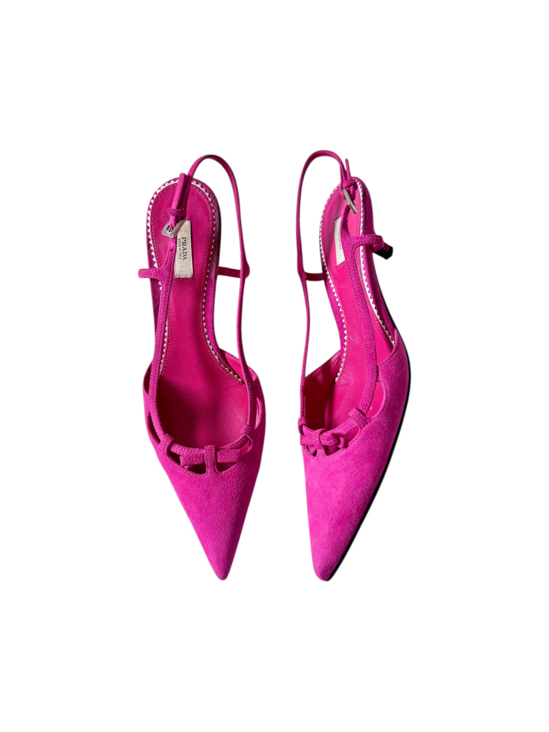 Prada Fuchsia Suede Slingback Pumps