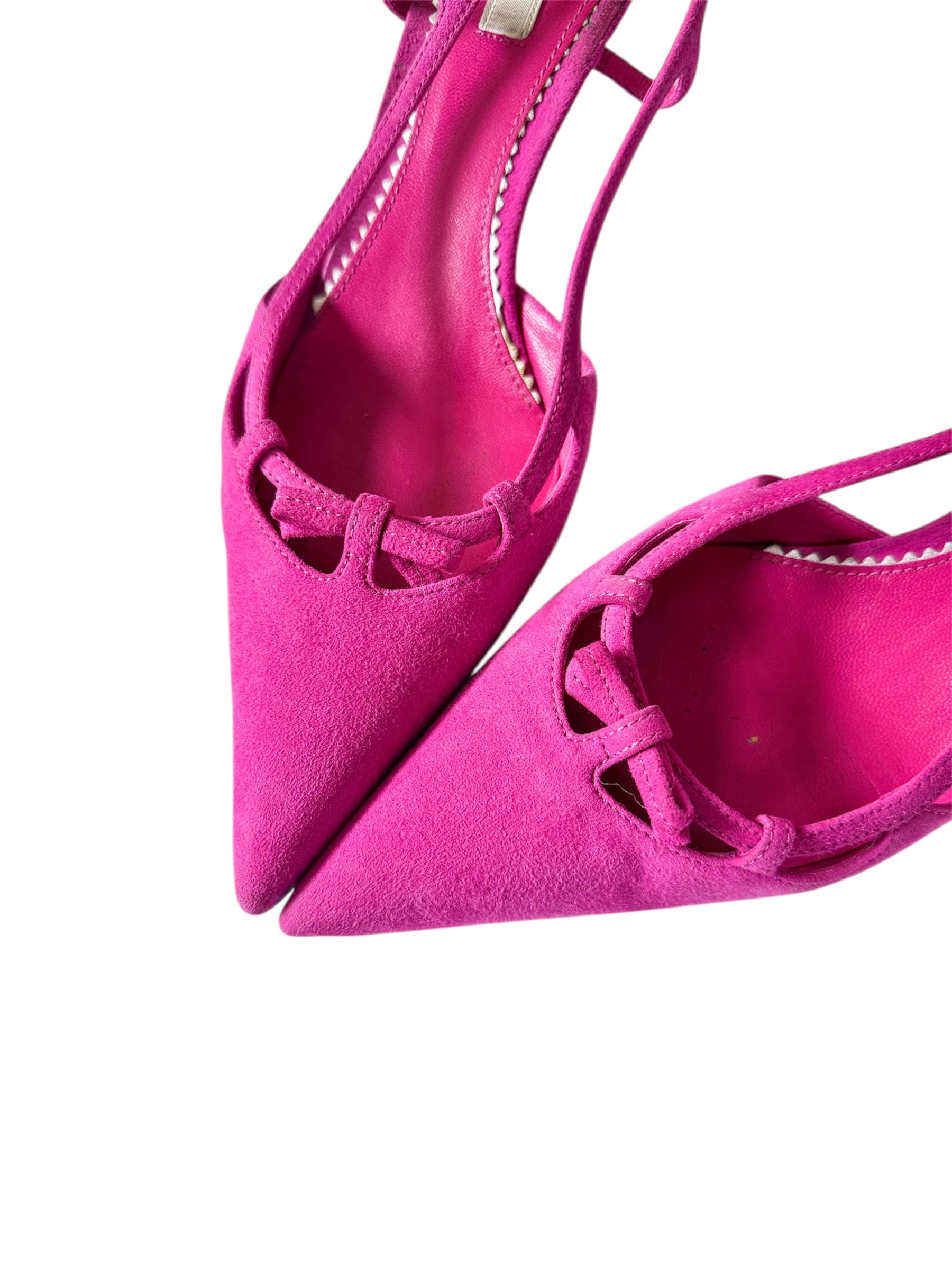 Prada Fuchsia Suede Slingback Pumps