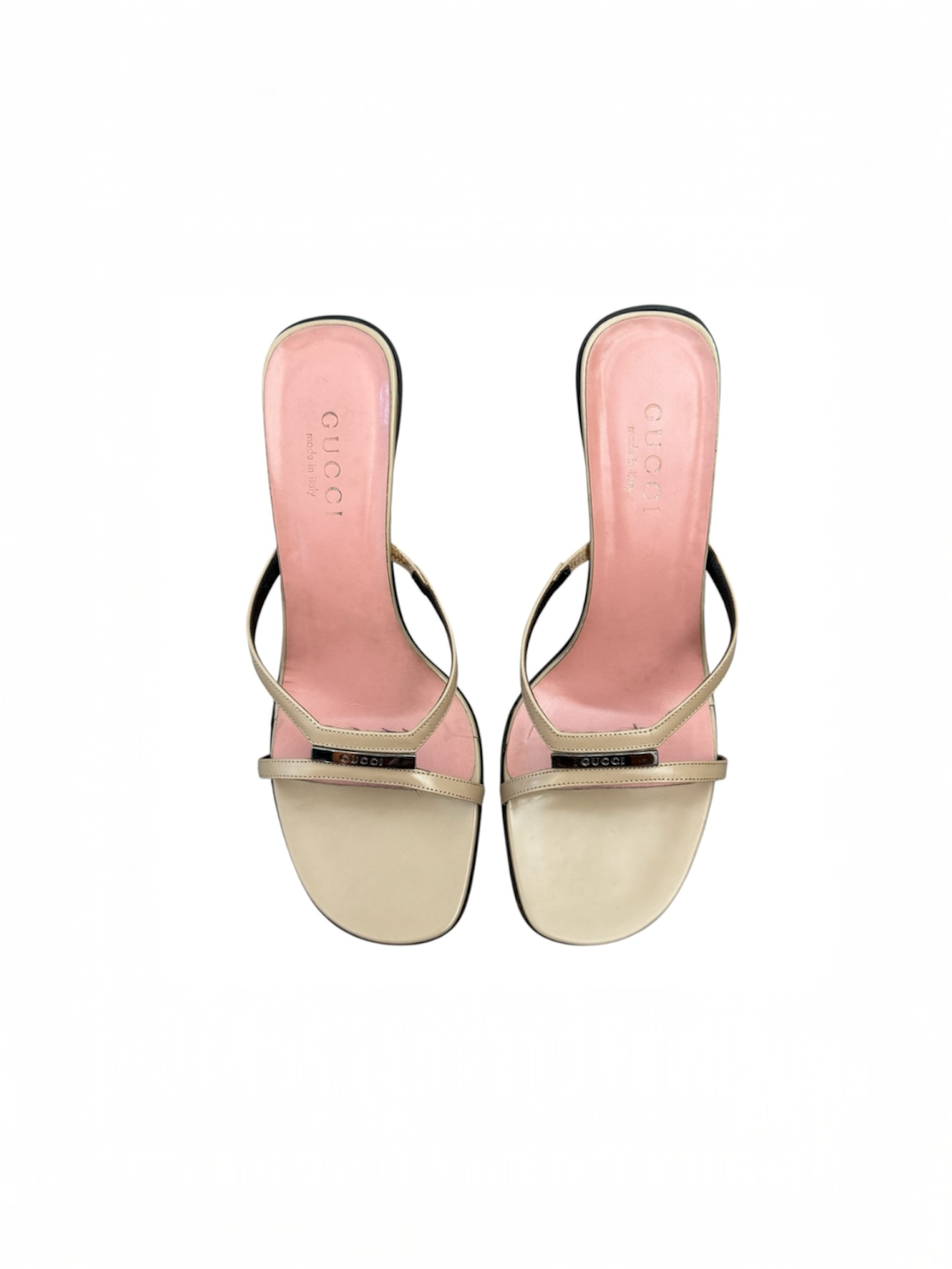 Gucci by Tom Ford Pink & Nude Open Toe Square Heels