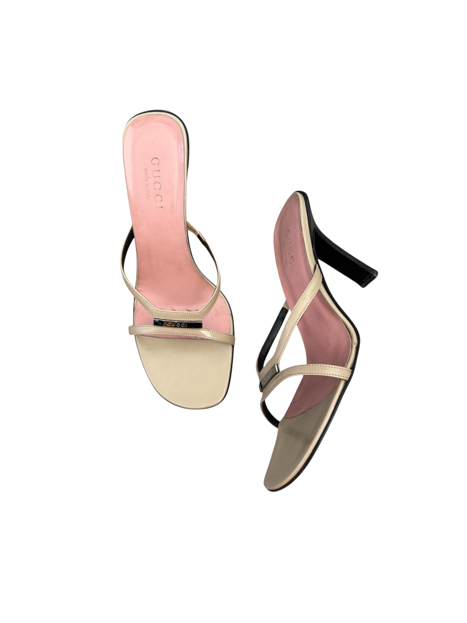 Gucci by Tom Ford Pink & Nude Open Toe Square Heels