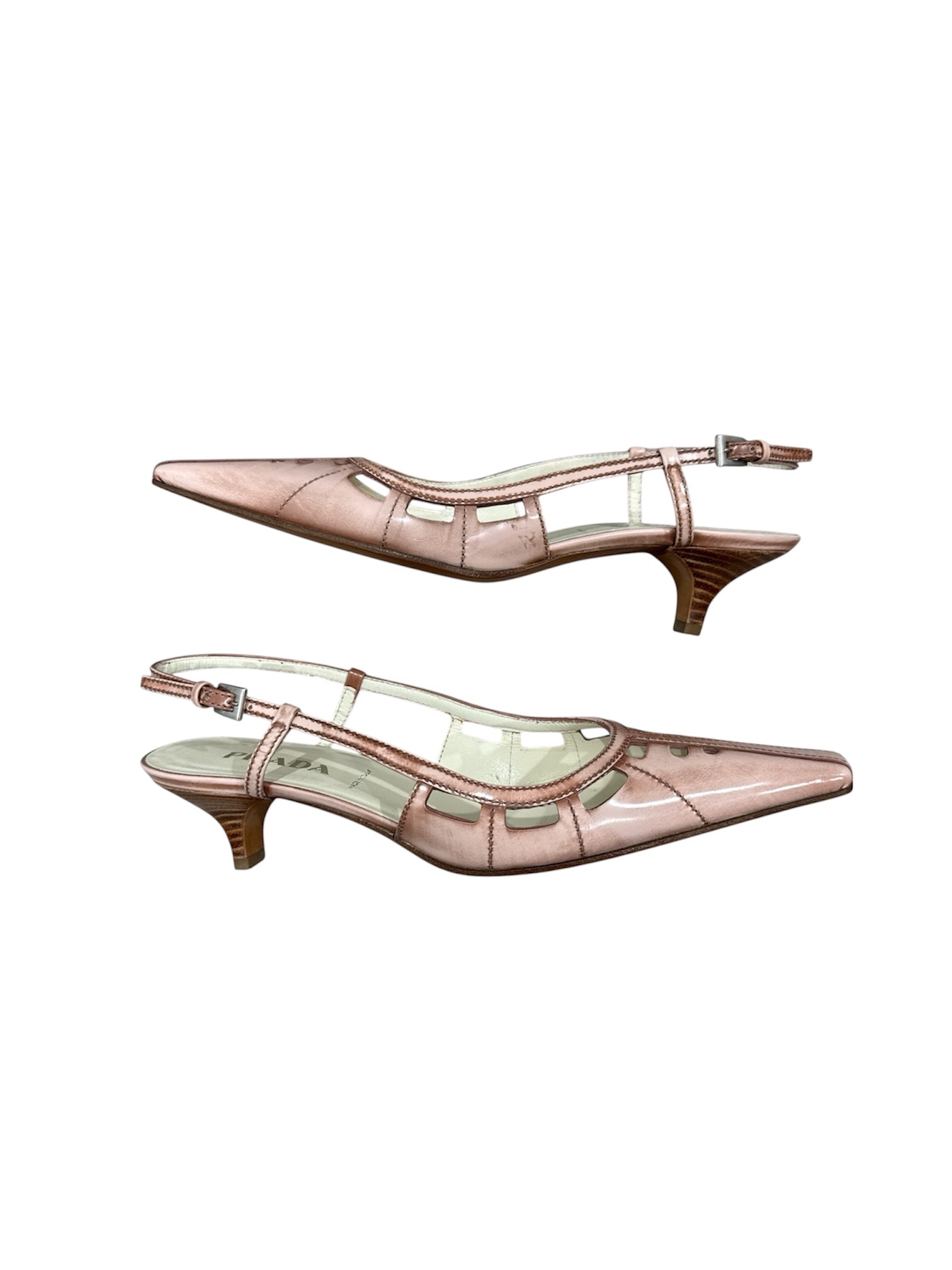 Prada Dusty Pink Slingback Kitten Heels
