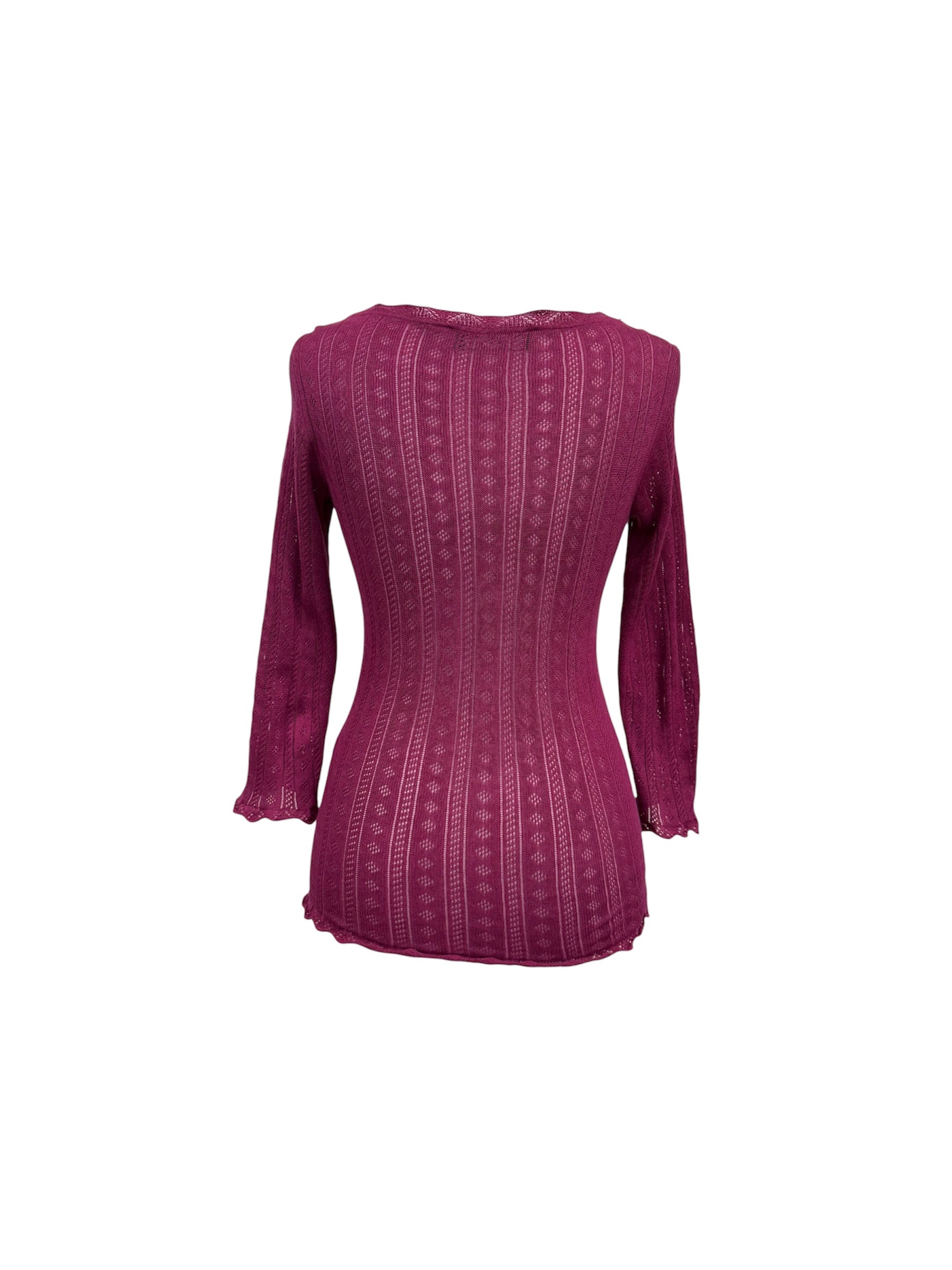 Dolce & Gabbana S/S 2001 Pink Knit Pointelle Milkmaid Top