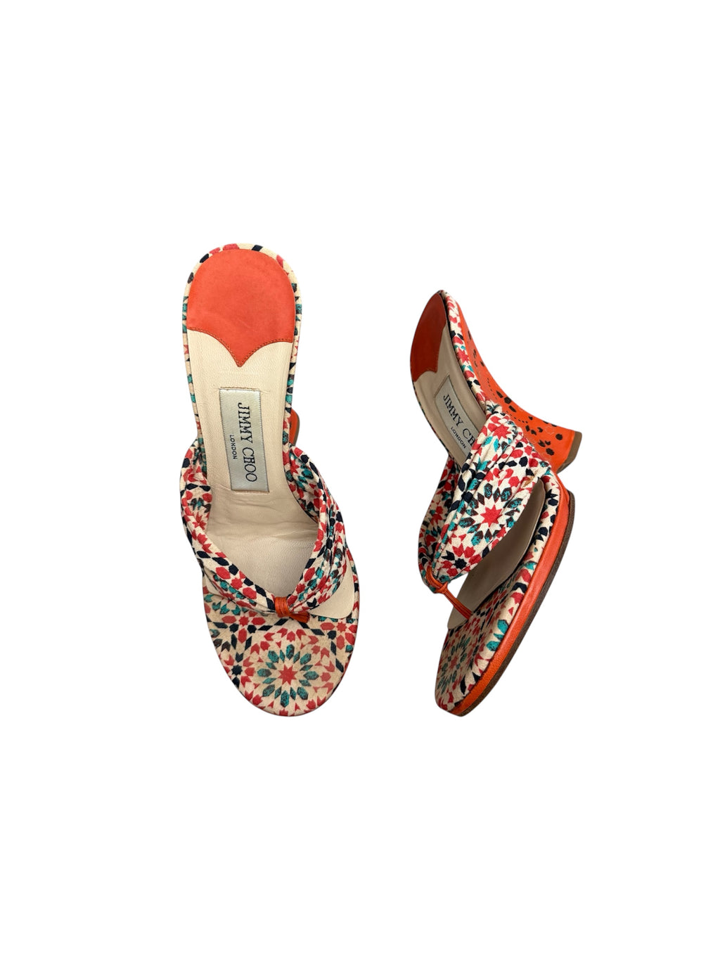 Jimmy Choo Geometric Orange Wedges