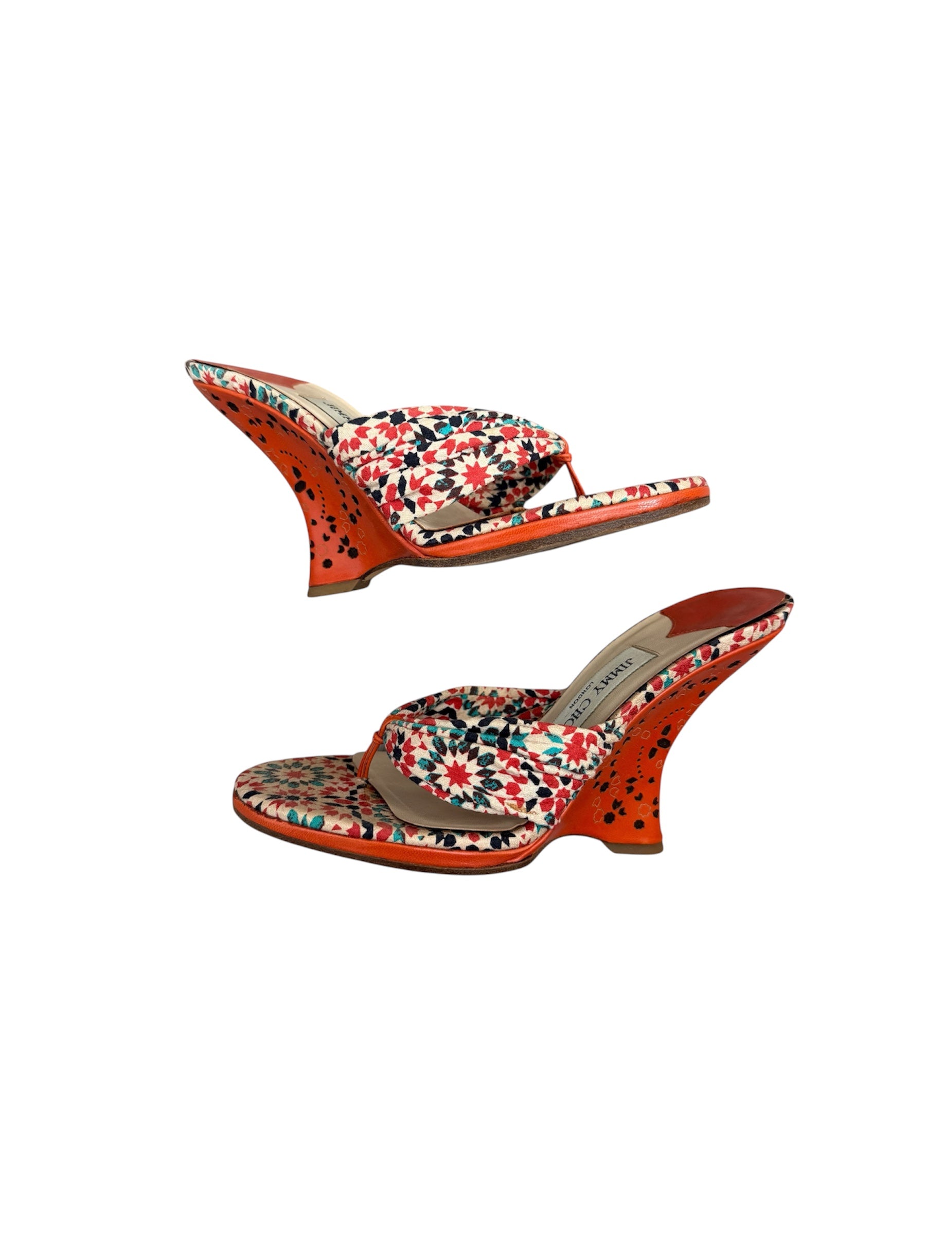 Jimmy Choo Geometric Orange Wedges