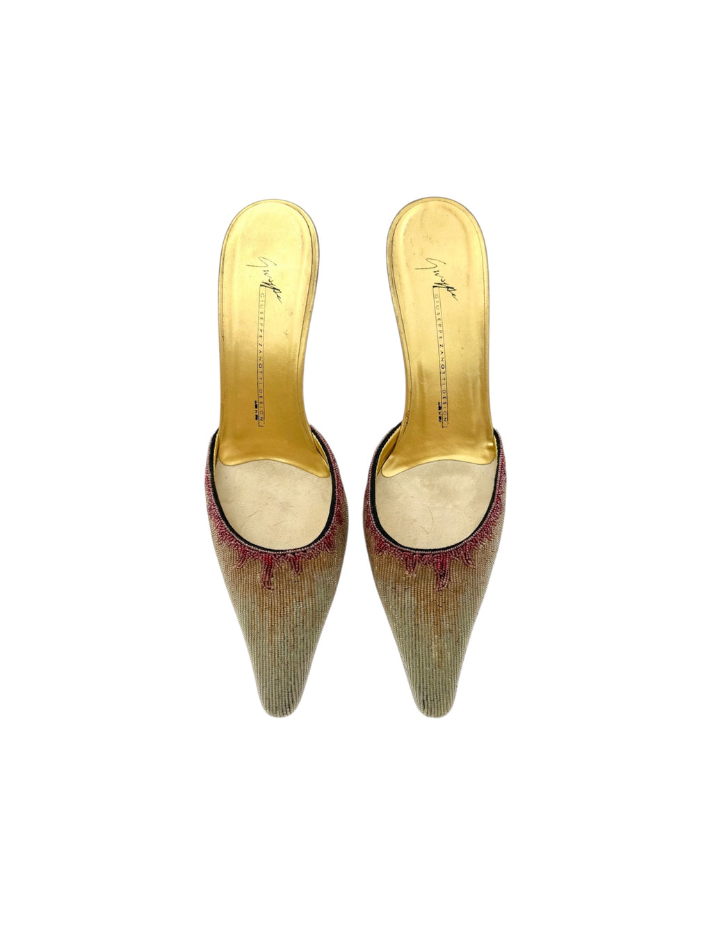 Giuseppe Zanotti Beaded Gold Mules