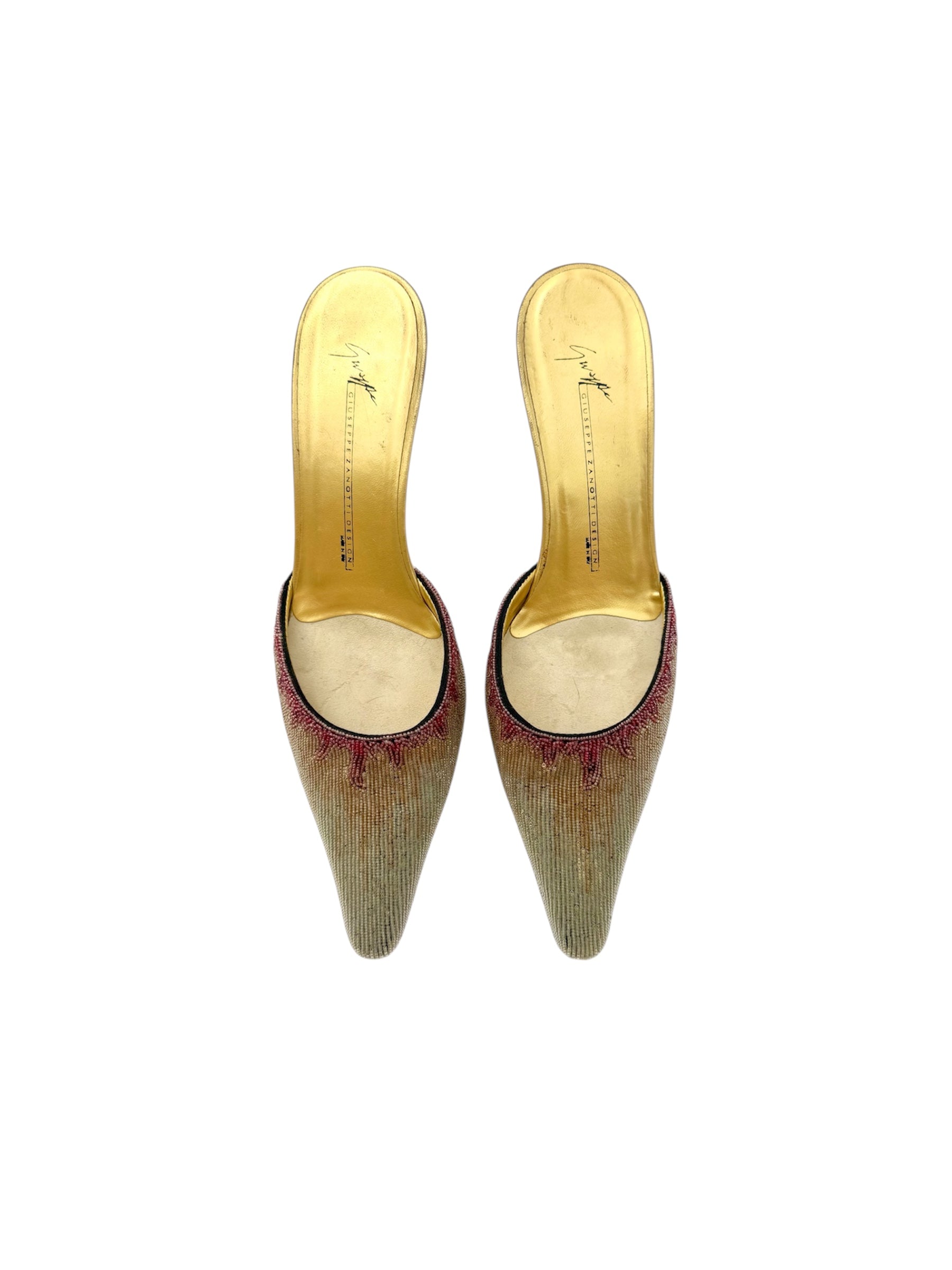 Giuseppe Zanotti Beaded Gold Mules