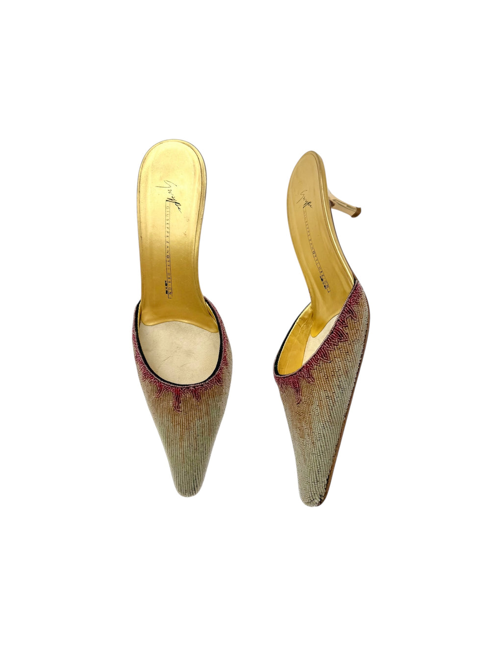 Giuseppe Zanotti Beaded Gold Mules