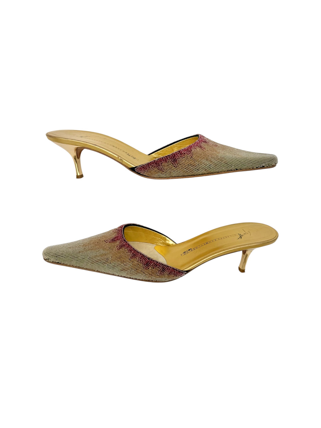 Giuseppe Zanotti Beaded Gold Mules