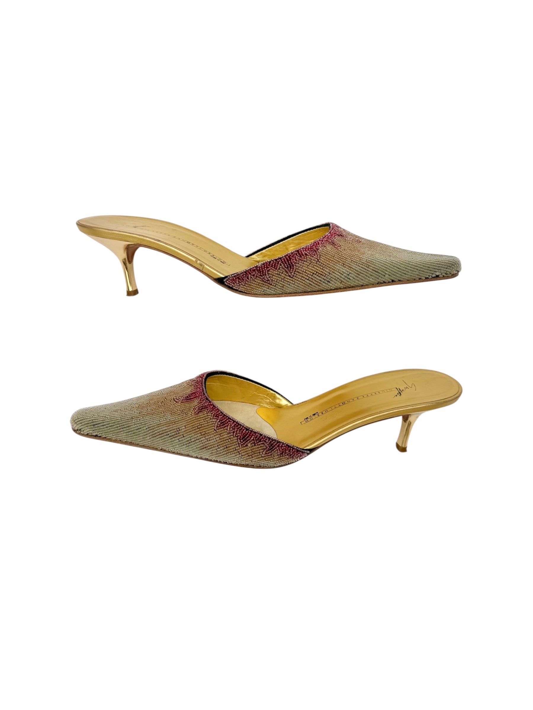Giuseppe Zanotti Beaded Gold Mules