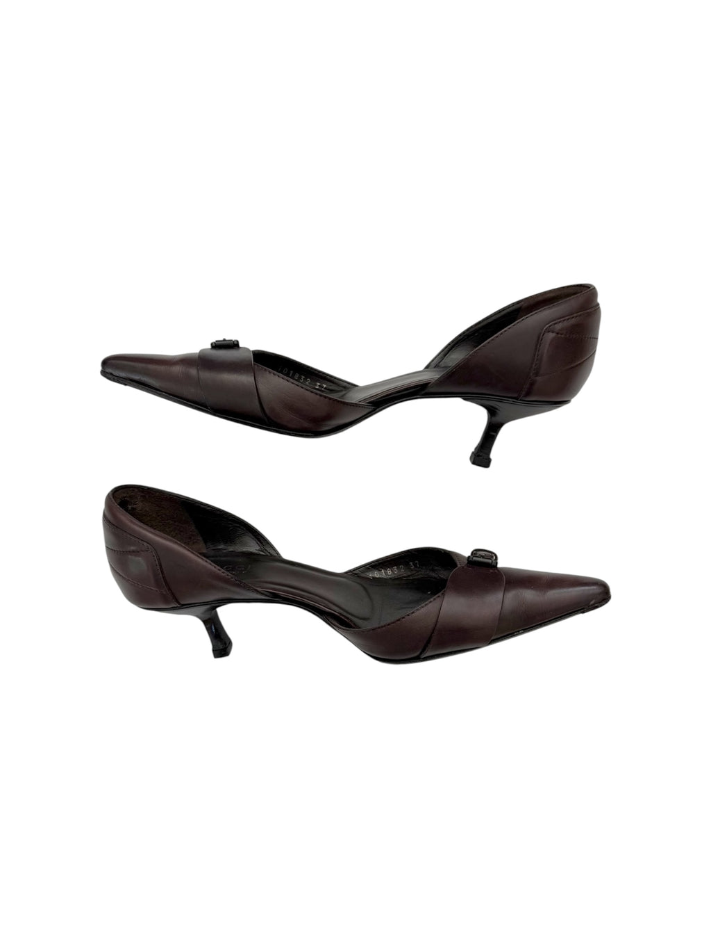 Gucci Red-Brown Leather D'Orsay Heels