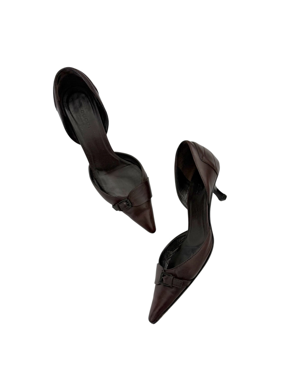 Gucci Red-Brown Leather D'Orsay Heels