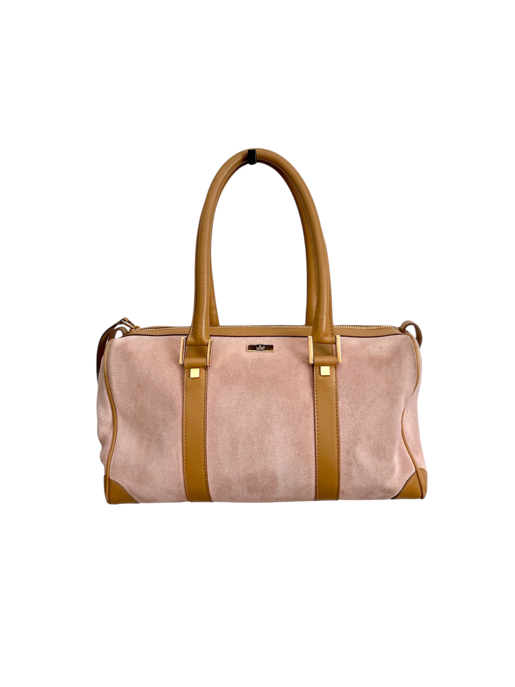 Baby Pink Suede Leather Gucci Boston Bag