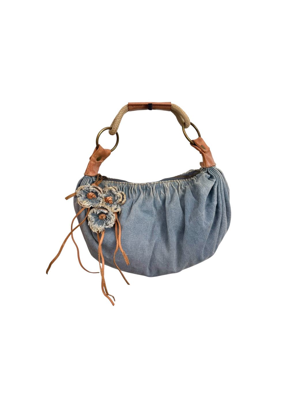 Miu Miu 2000s Denim Flower Appliqué Bag
