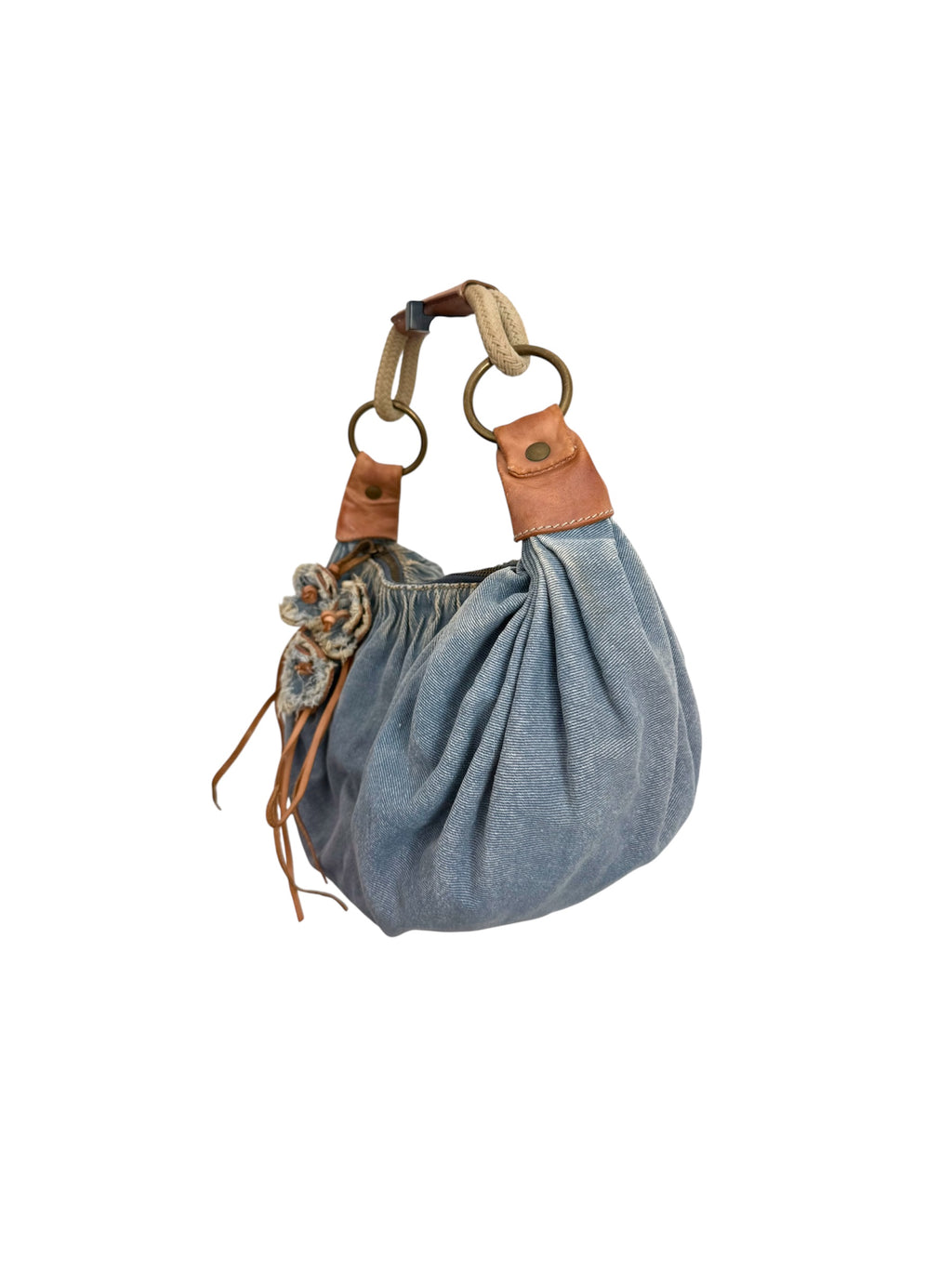 Miu Miu 2000s Denim Flower Appliqué Bag