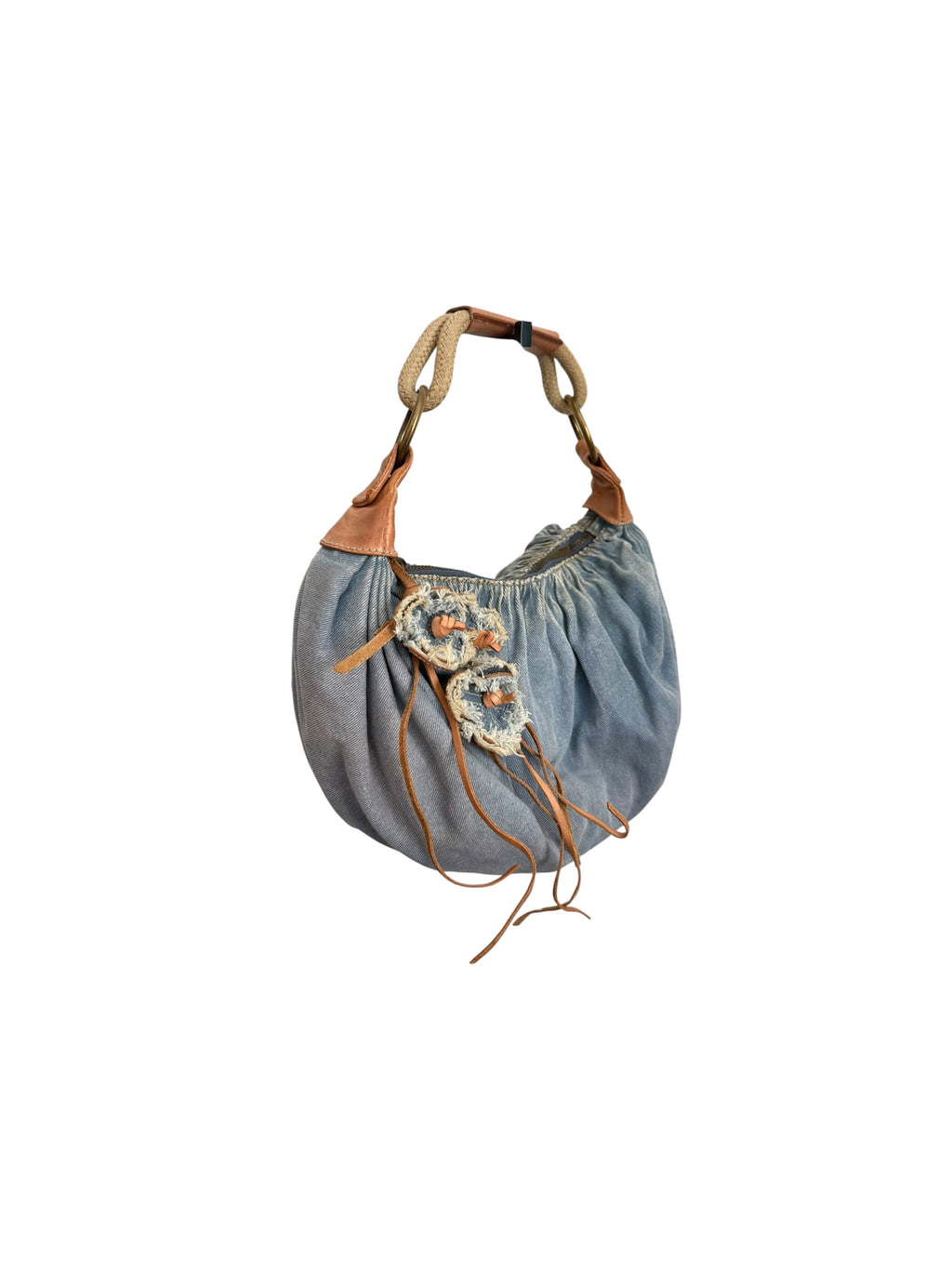 Miu Miu 2000s Denim Flower Appliqué Bag