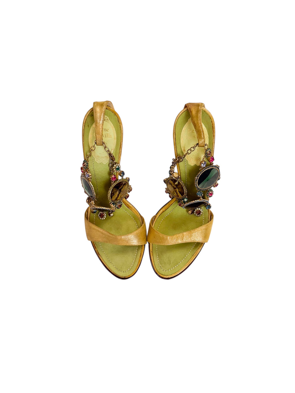 Rene Caovilla Green Jewel Embellished Heels