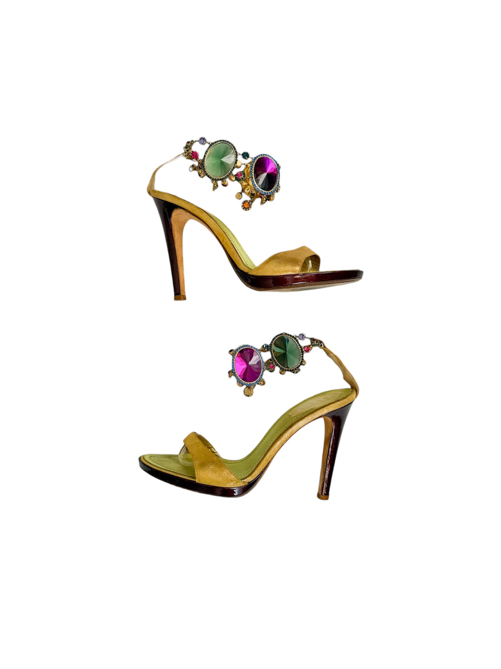 Rene Caovilla Green Jewel Embellished Heels