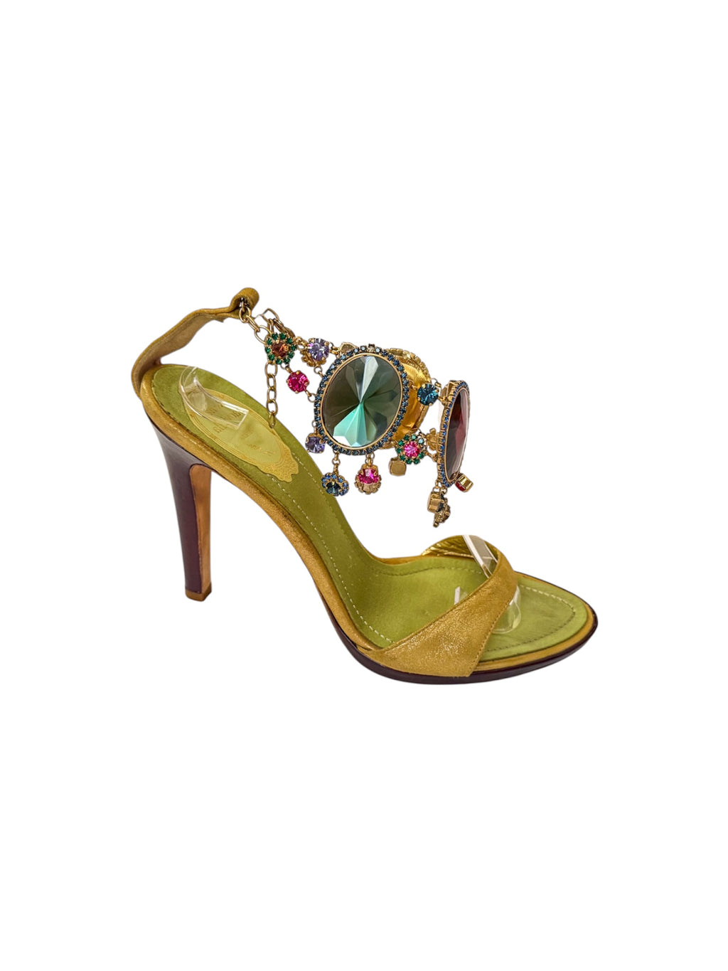 Rene Caovilla Green Jewel Embellished Heels