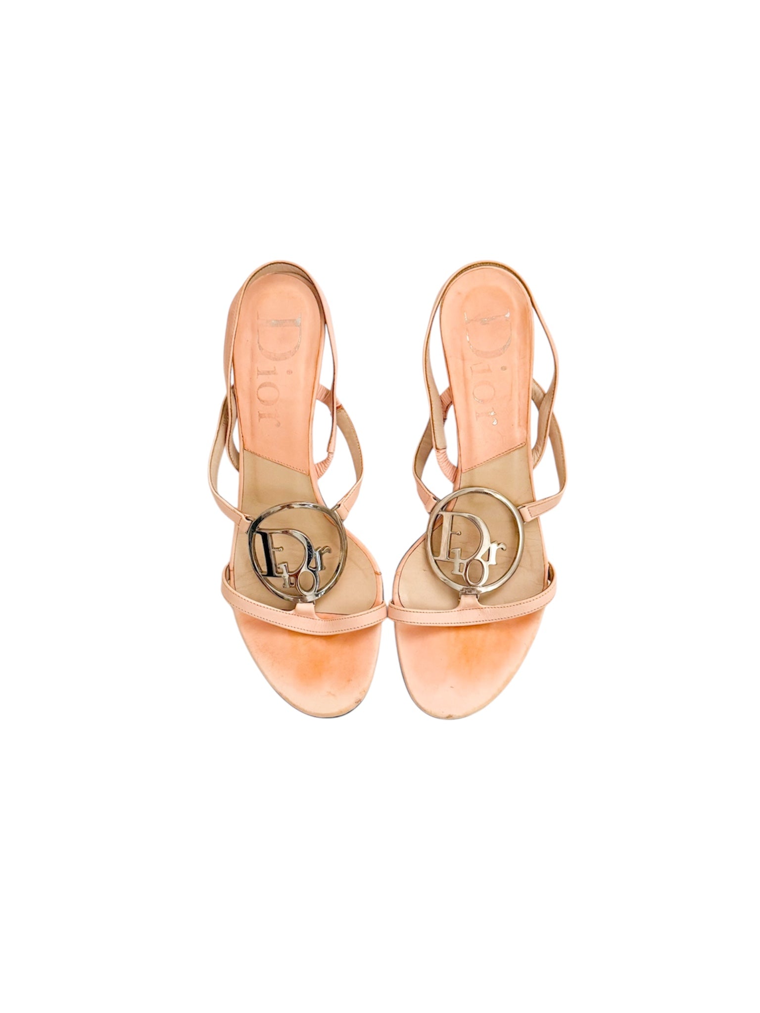 Christian Dior Pink Leather Logo Slingback Heels