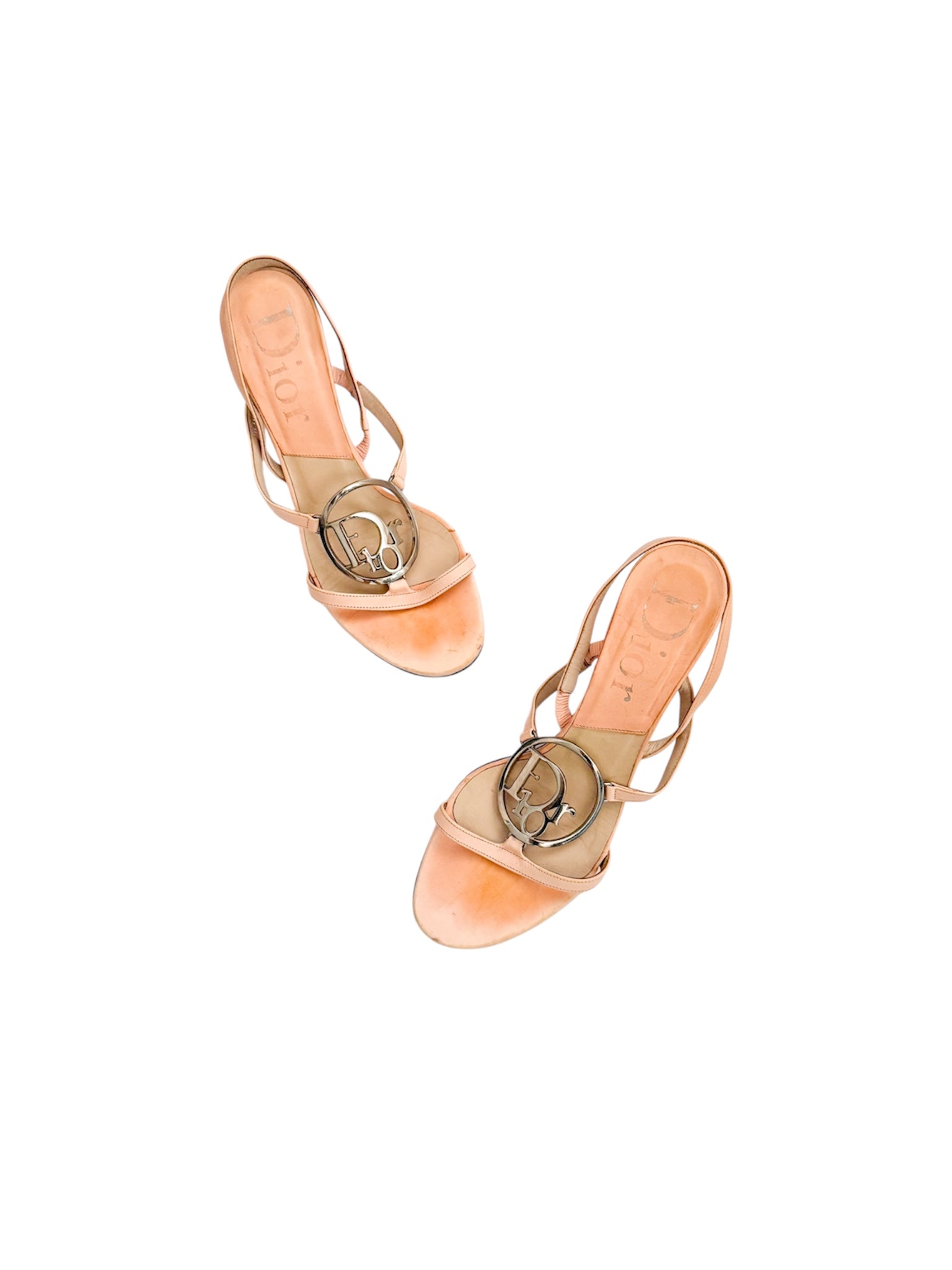 Christian Dior Pink Leather Logo Slingback Heels
