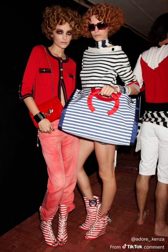 Chanel Cruise 2010 Black & White Striped Wedges