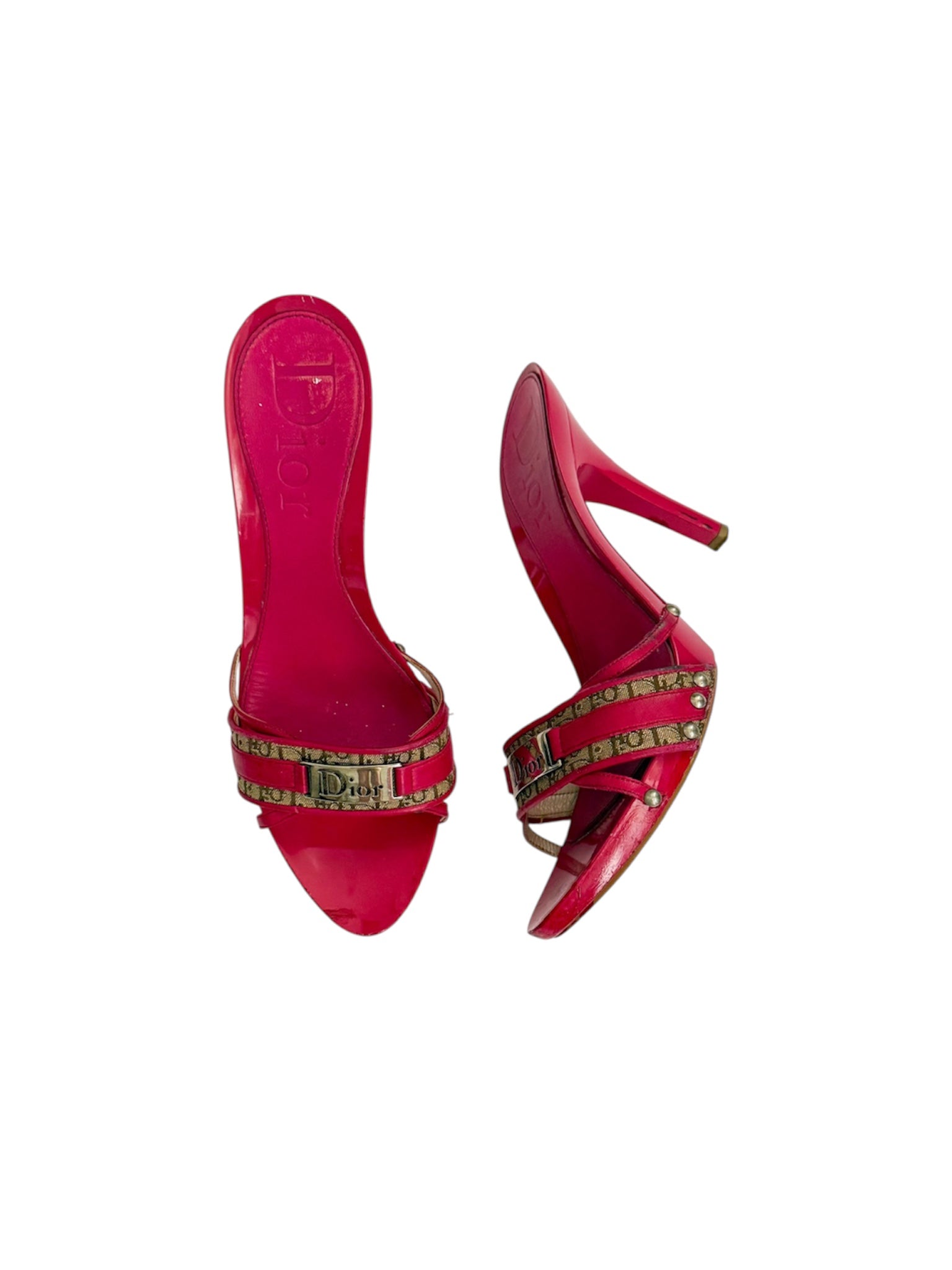 Christian Dior Hot Pink Trotter Monogram Heels