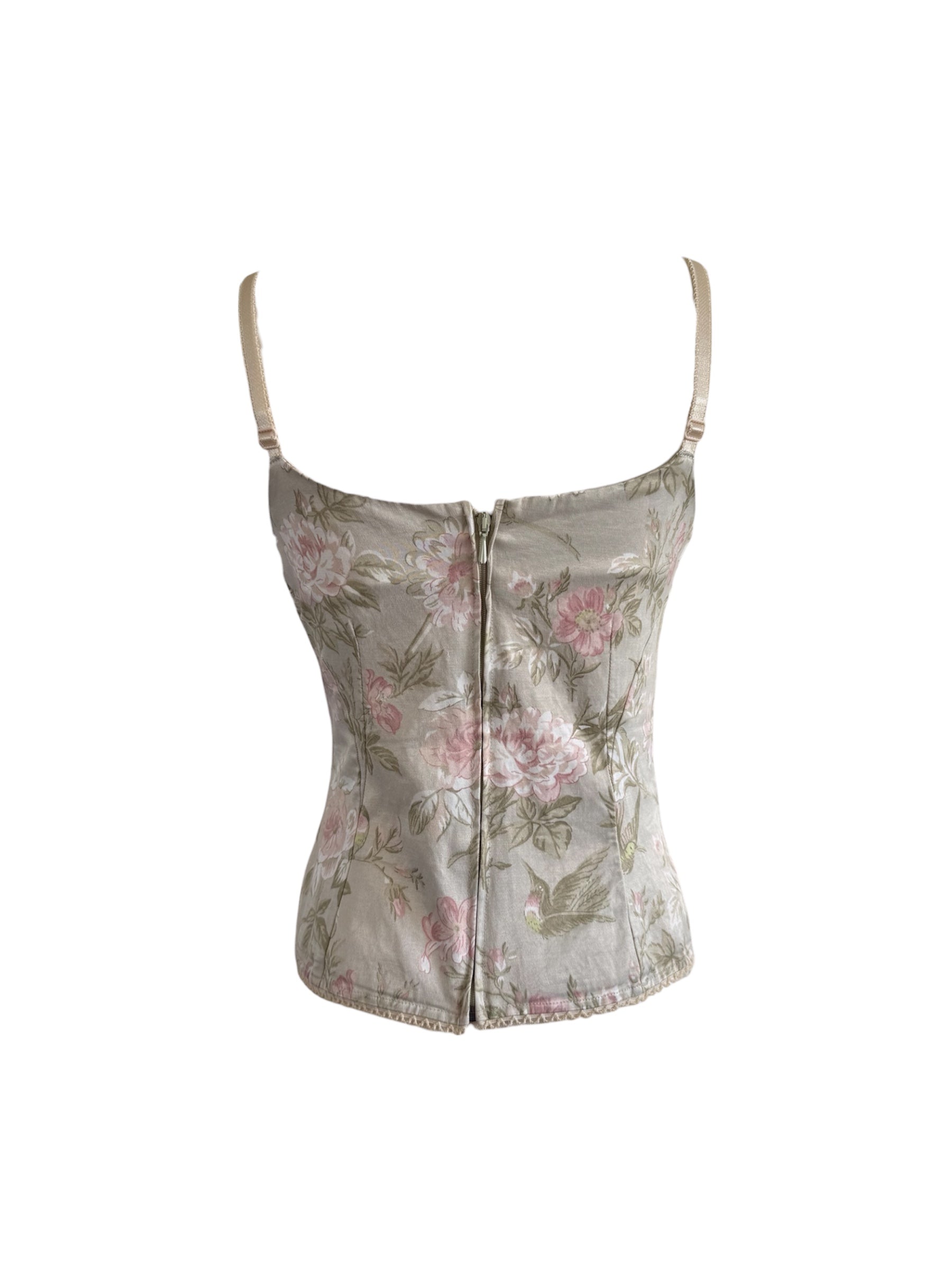 D&G S/S 2006 Floral Hummingbird Bustier Top