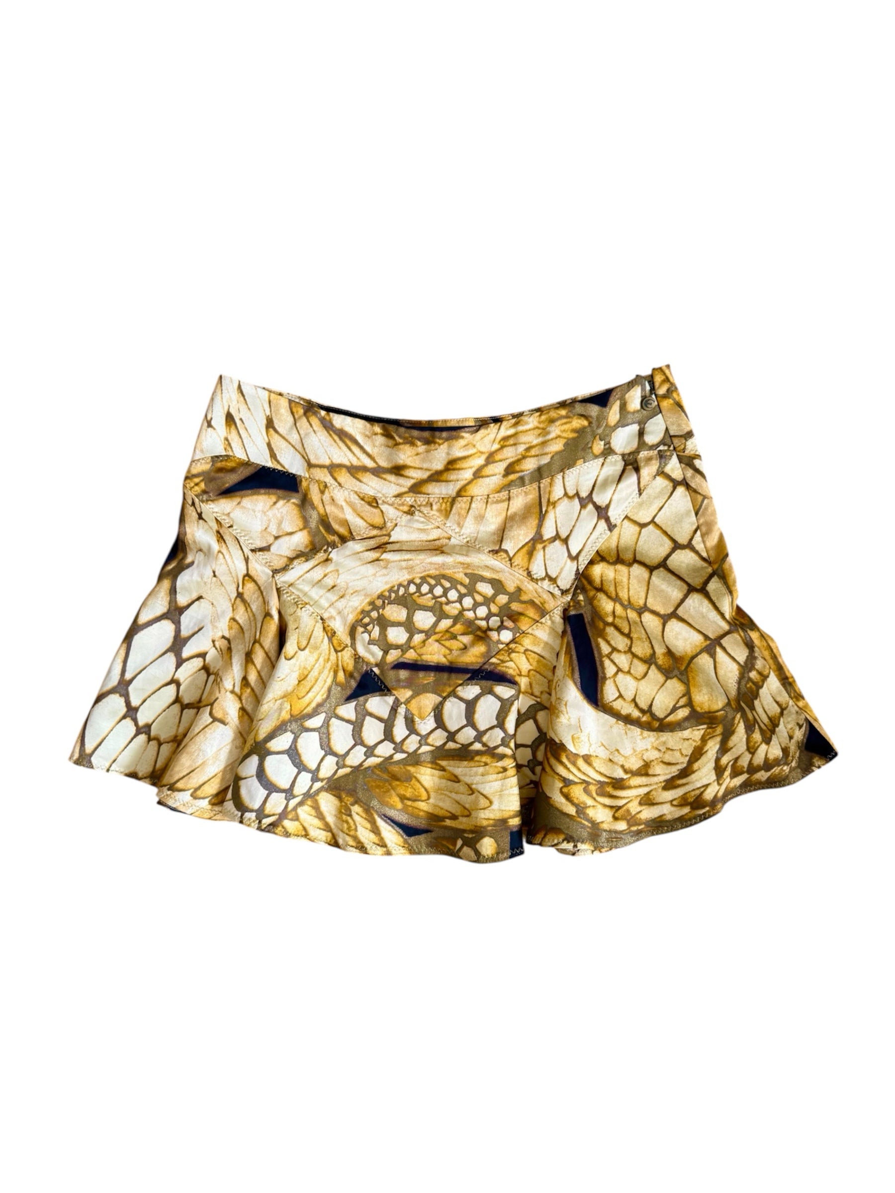 Cavalli Yellow Snakeskin Mini Skirt
