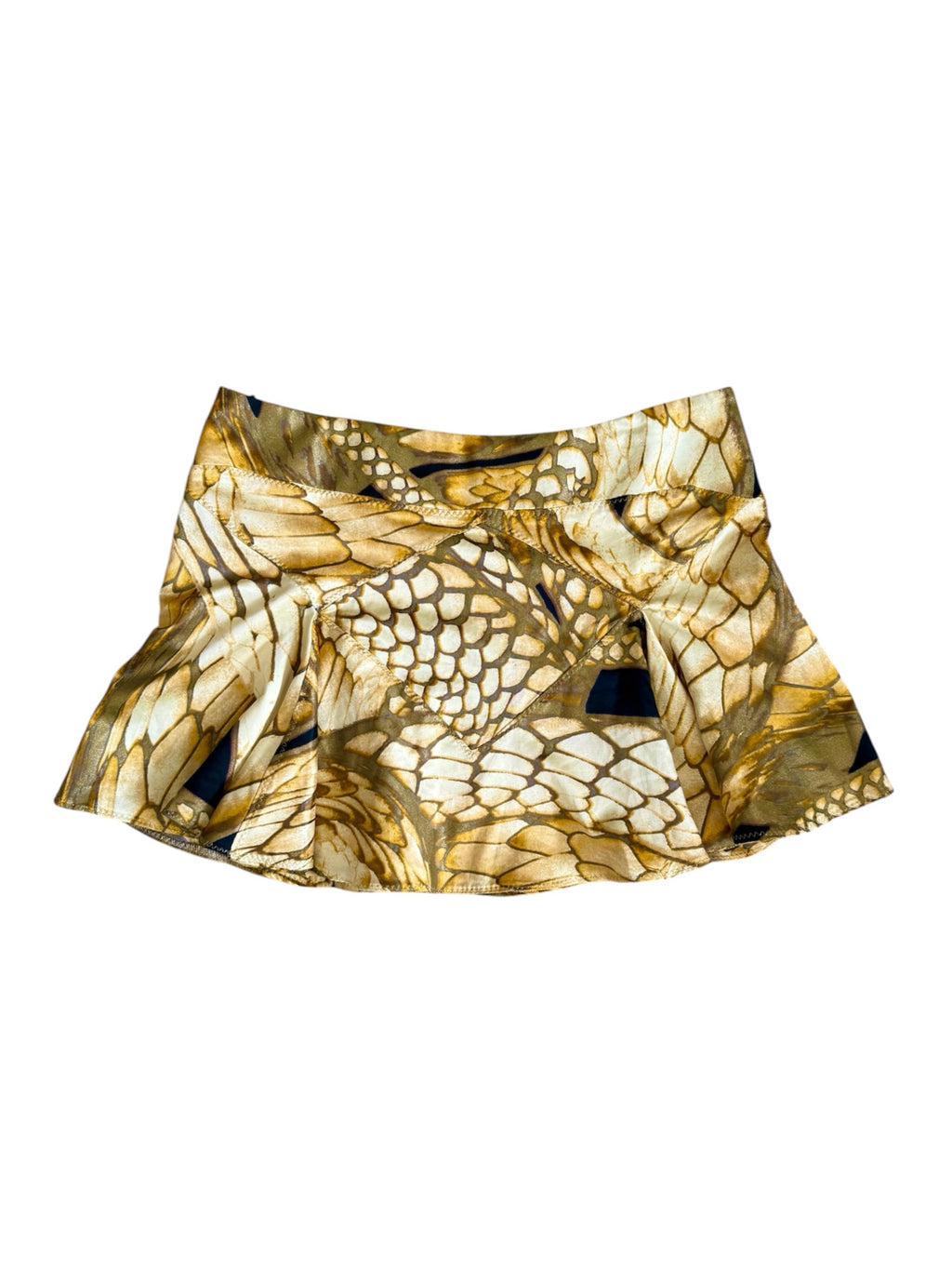 Cavalli Yellow Snakeskin Mini Skirt