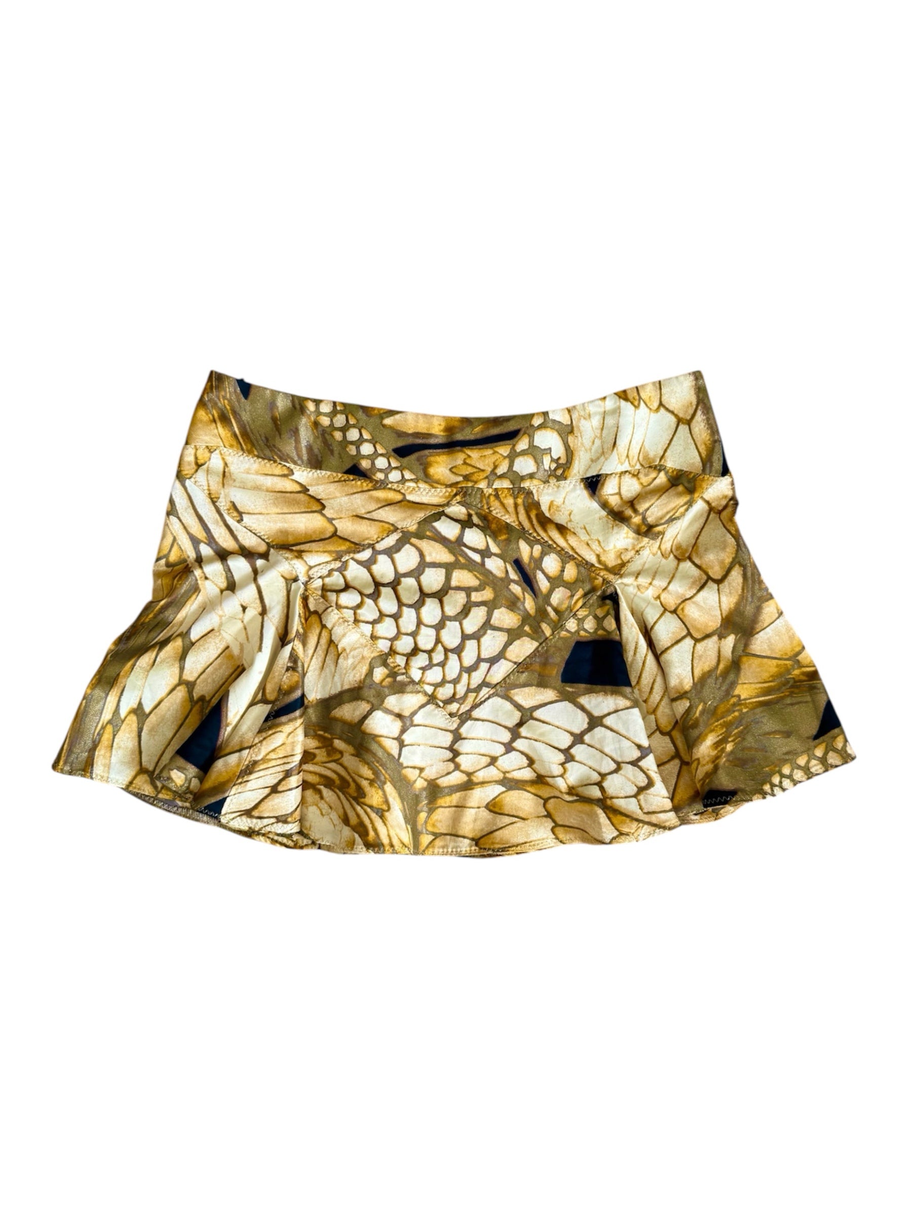 Cavalli Yellow Snakeskin Mini Skirt
