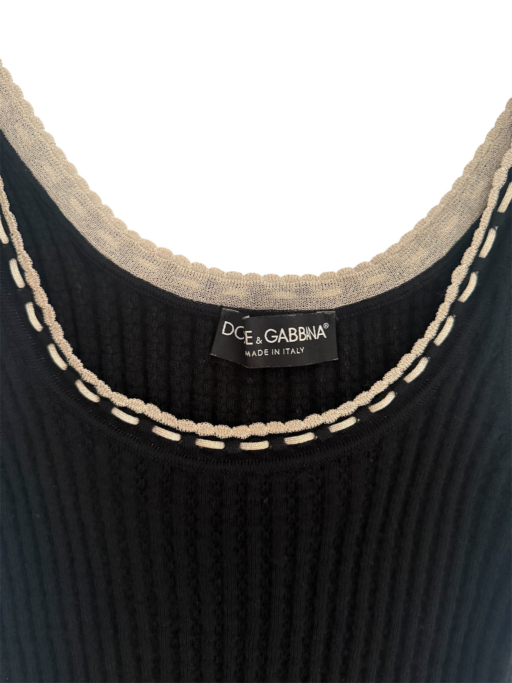 Dolce & Gabbana Black Cashmere Embroidered Top