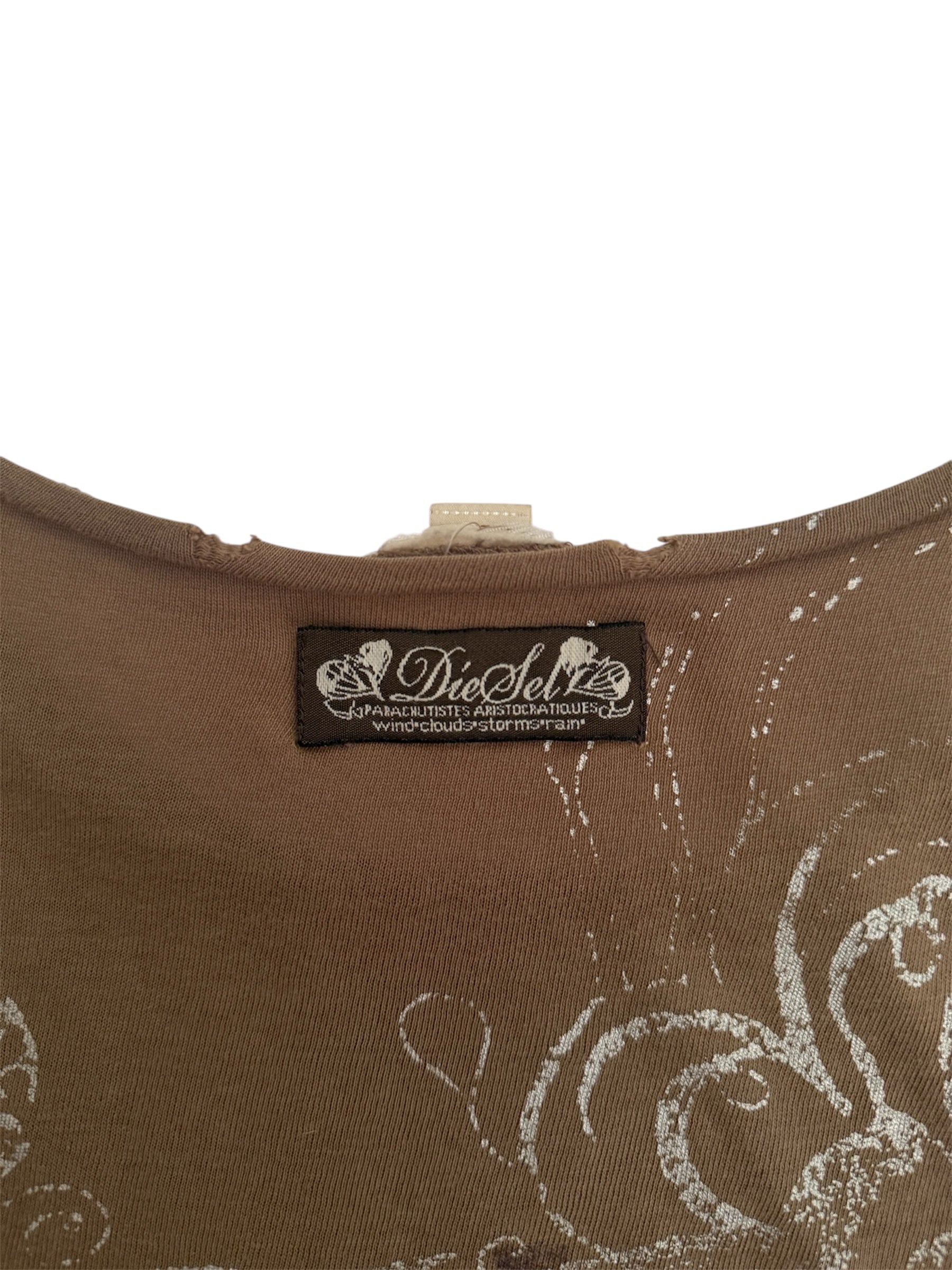 Diesel Beige Abstract Graphic Tank Top