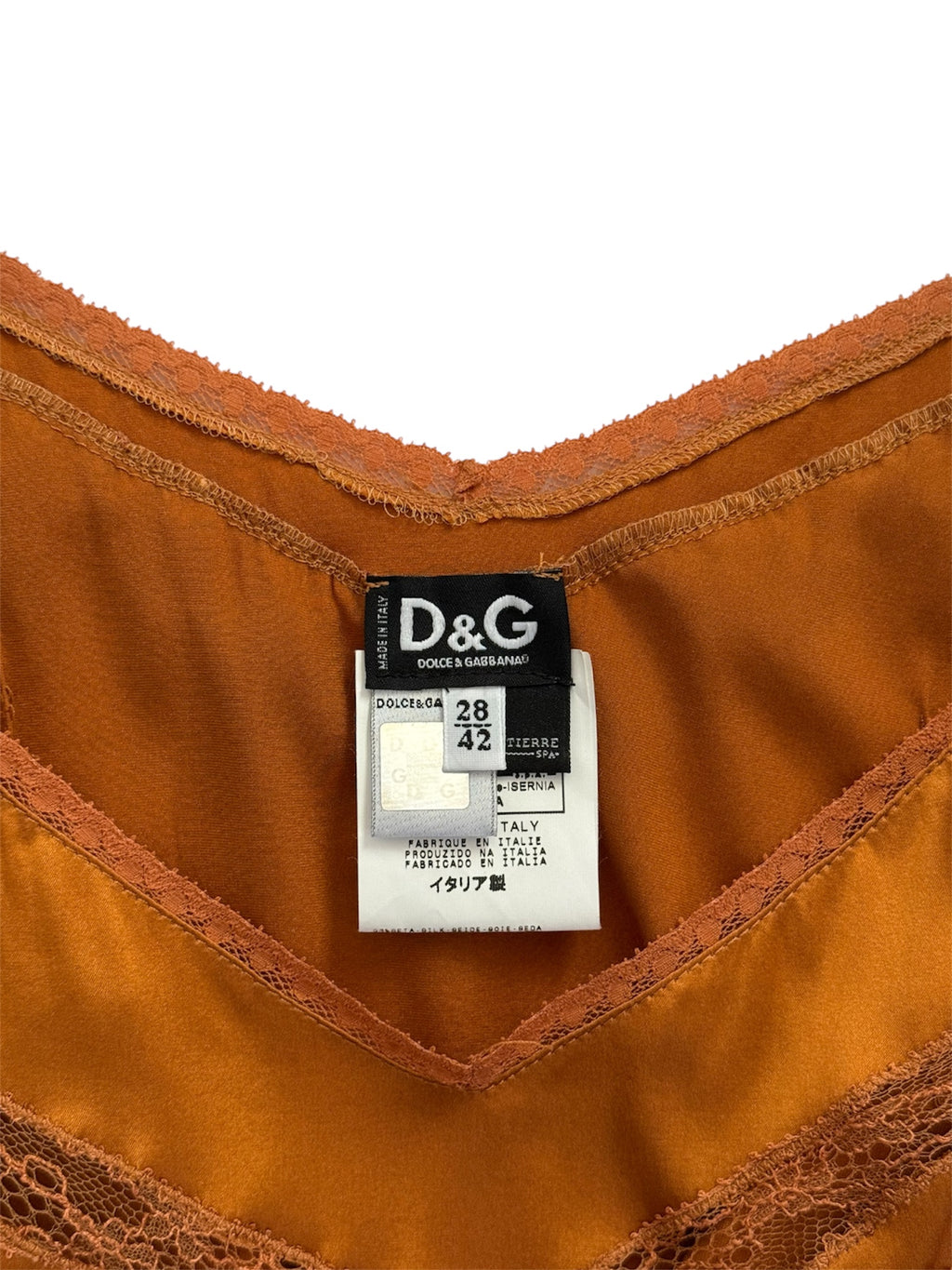 Dolce & Gabbana Orange Silk Lace Tank Top