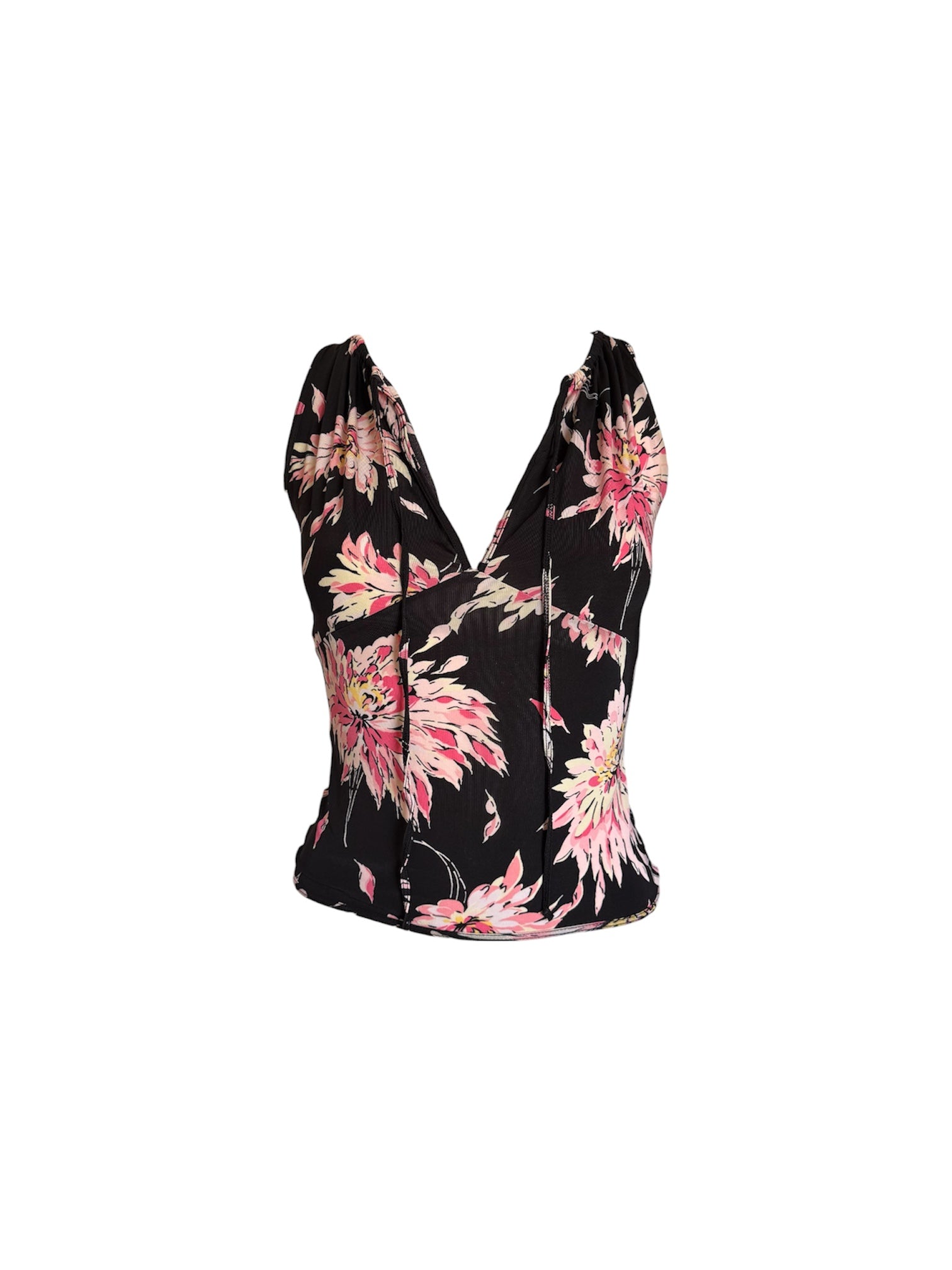 Blumarine Pink & Black Floral Top